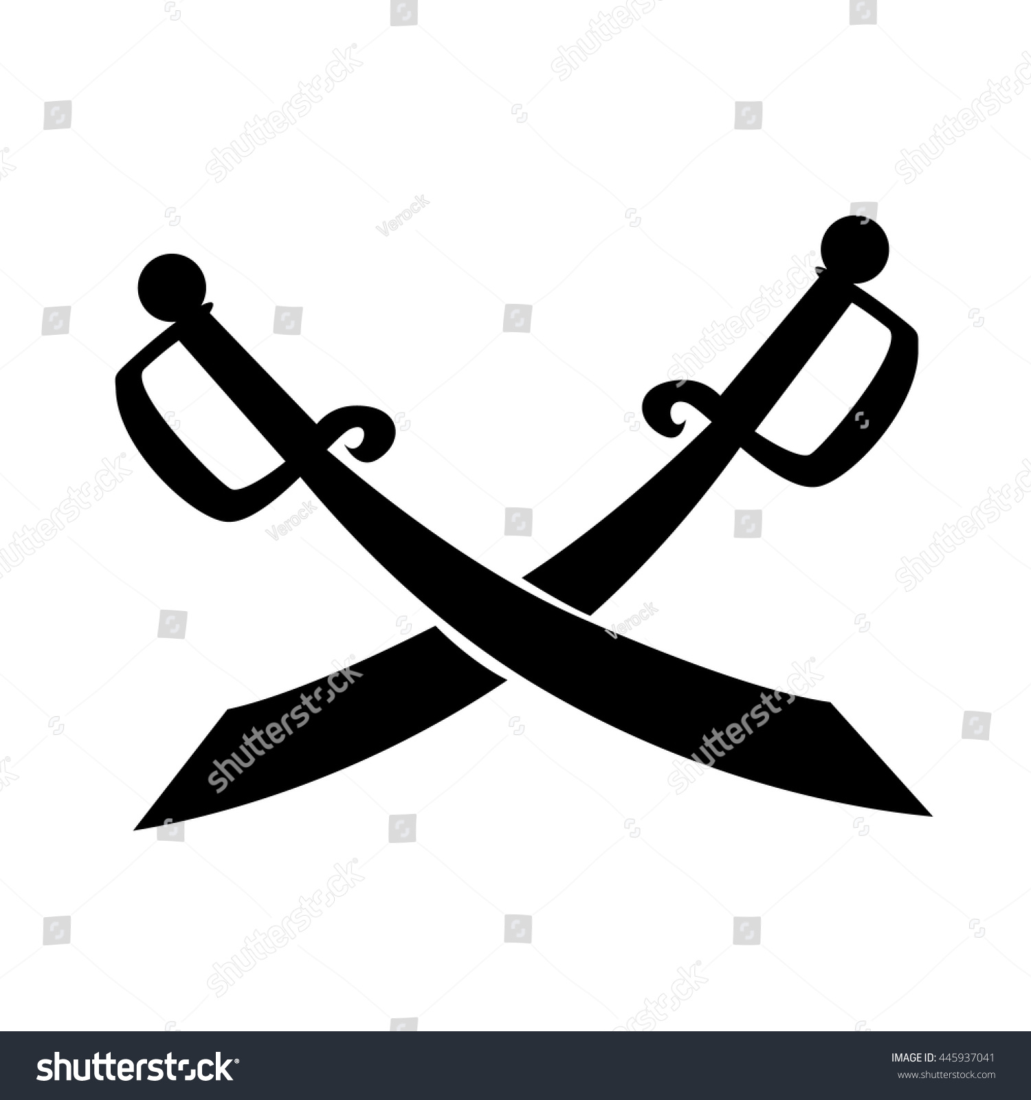 Silhouette Crossed Swords Isolated On White Stock Vector (Royalty Free ...