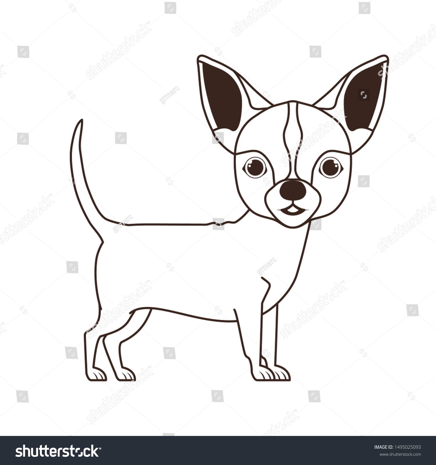 Silhouette Cute Chihuahua Dog On White Stock Vector (Royalty Free ...