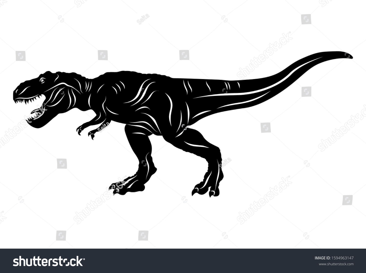 Silhouette Dinosaur Trex Isolated On White Stock Vector (Royalty Free ...