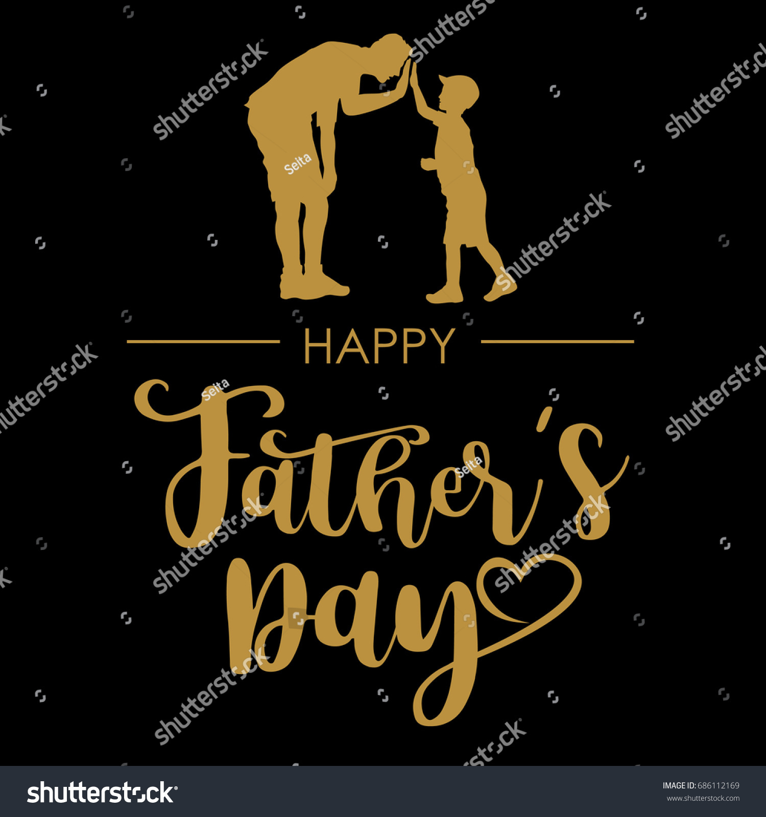 Silhouette Father Son Giving Highfive Text Stock Vector (Royalty Free ...