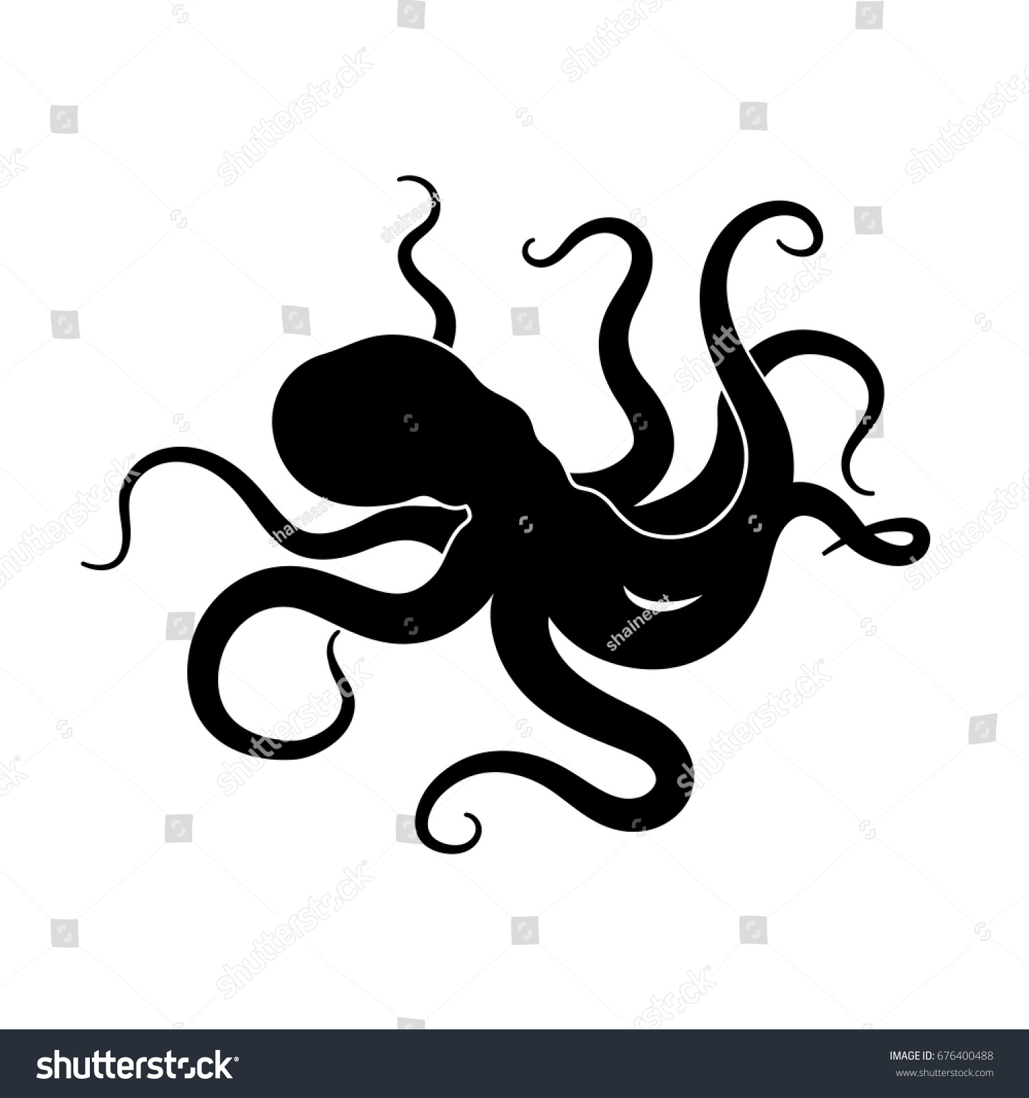 Silhouette Giant Octopus On White Background Stock Vector 676400488 ...