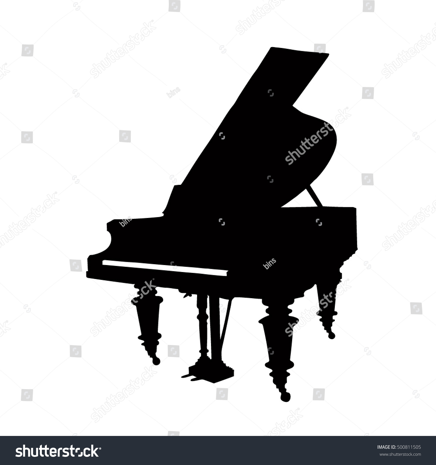 Silhouette Grand Piano Stock Vector (Royalty Free) 500811505