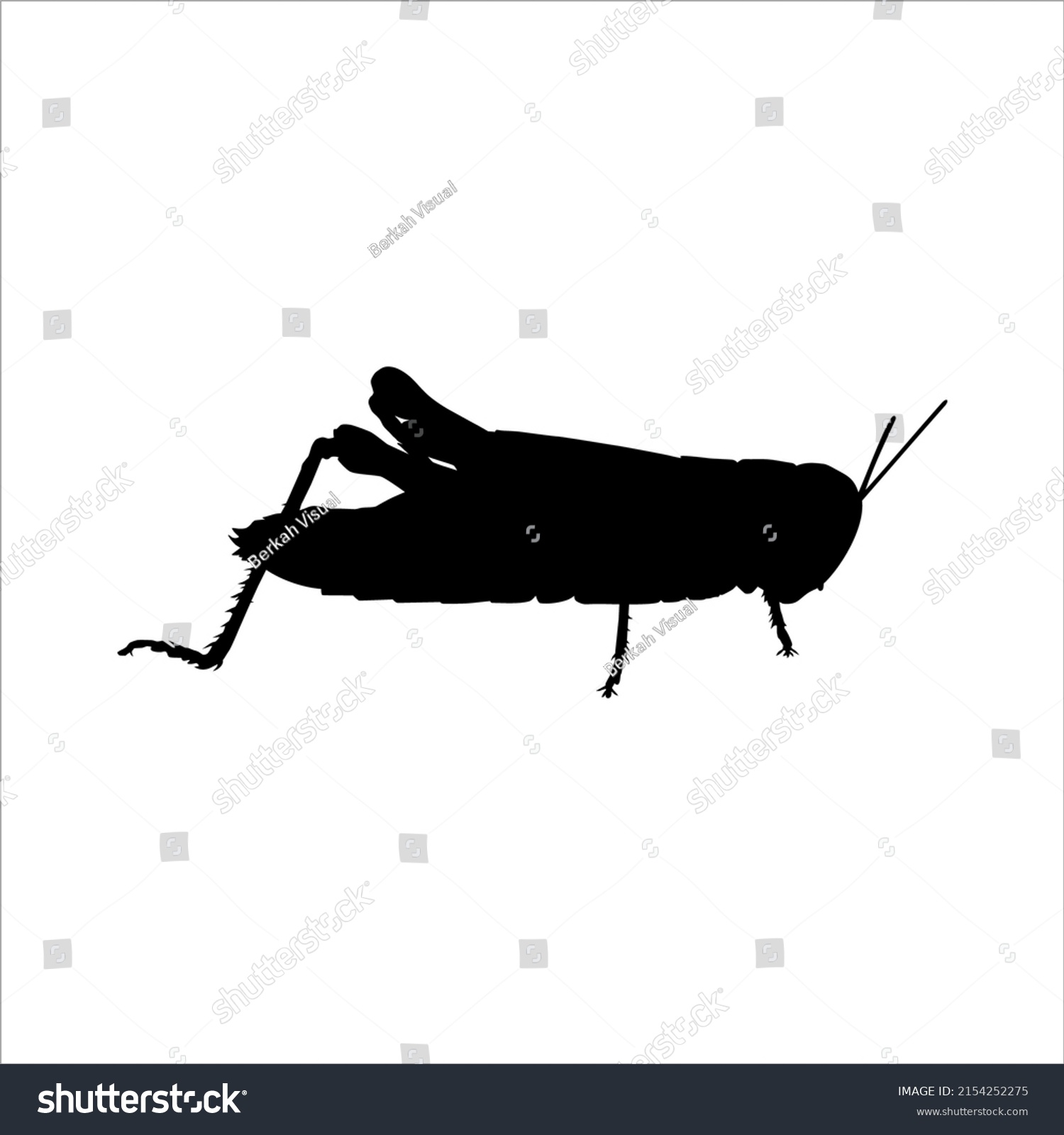 Silhouette Grasshoppers Logo Graphic Design Element Stock Vector