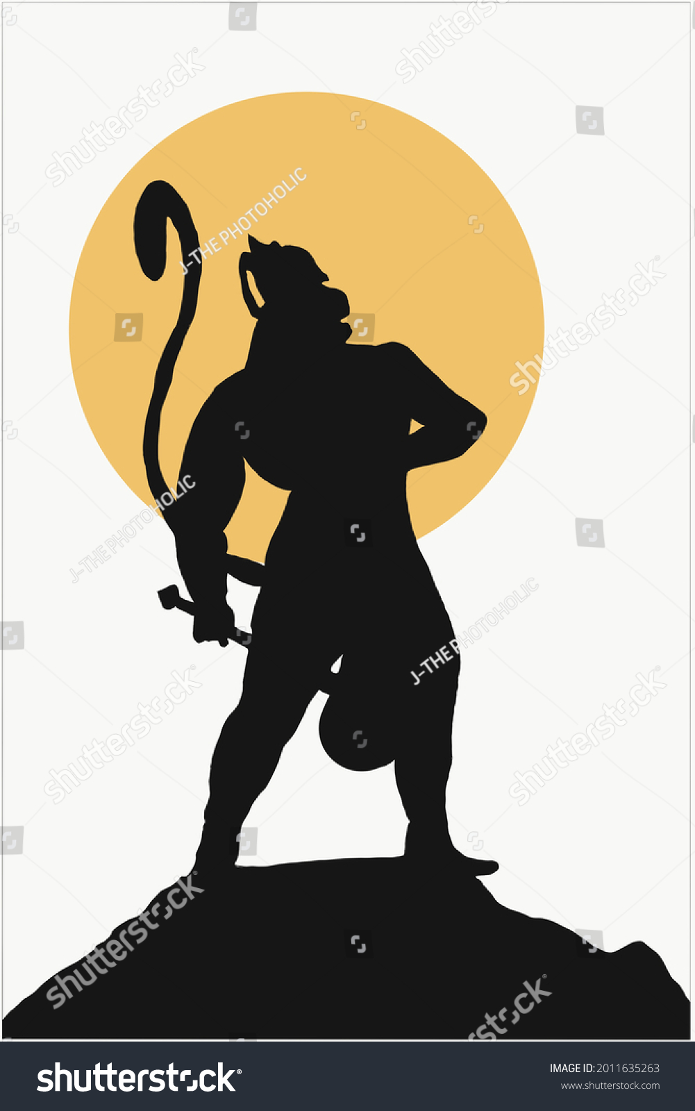 Silhouette Hanuman On White Background Aura Stock Vector Royalty Free