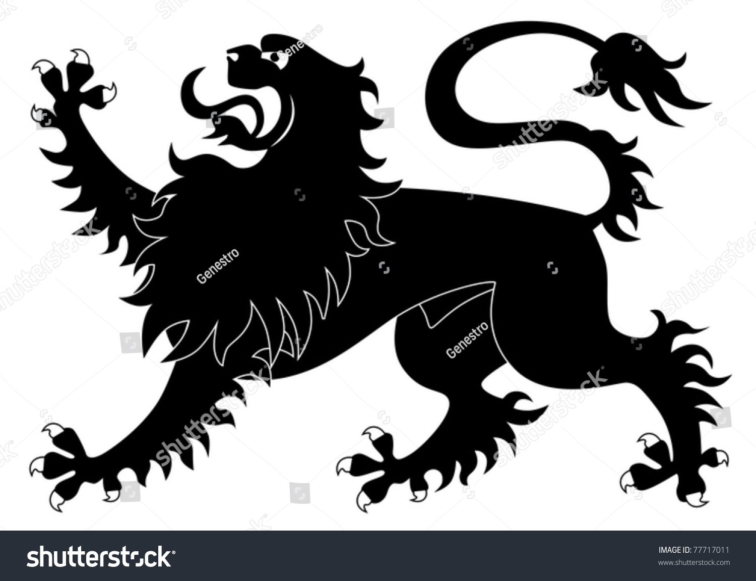 Silhouette Of Heraldic Lion #2 Stock Vector Illustration 77717011 ...