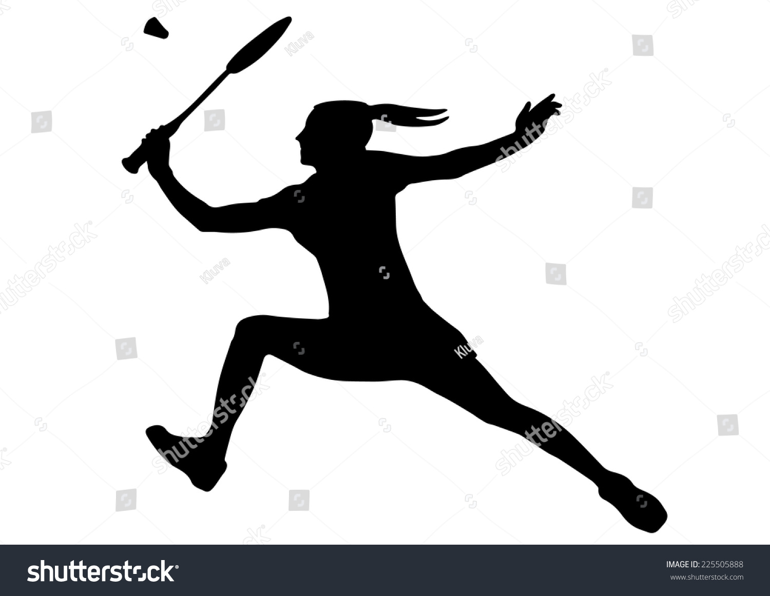 Silhouette Jumping Female Badminton Player Stock Vector 225505888 ...