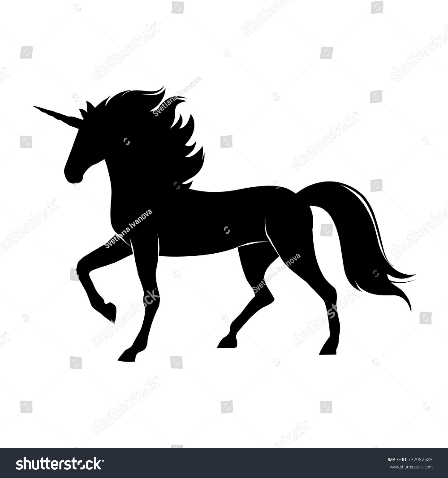 silhouette magical cute unicorn stylish icon stock vector royalty free 732982588