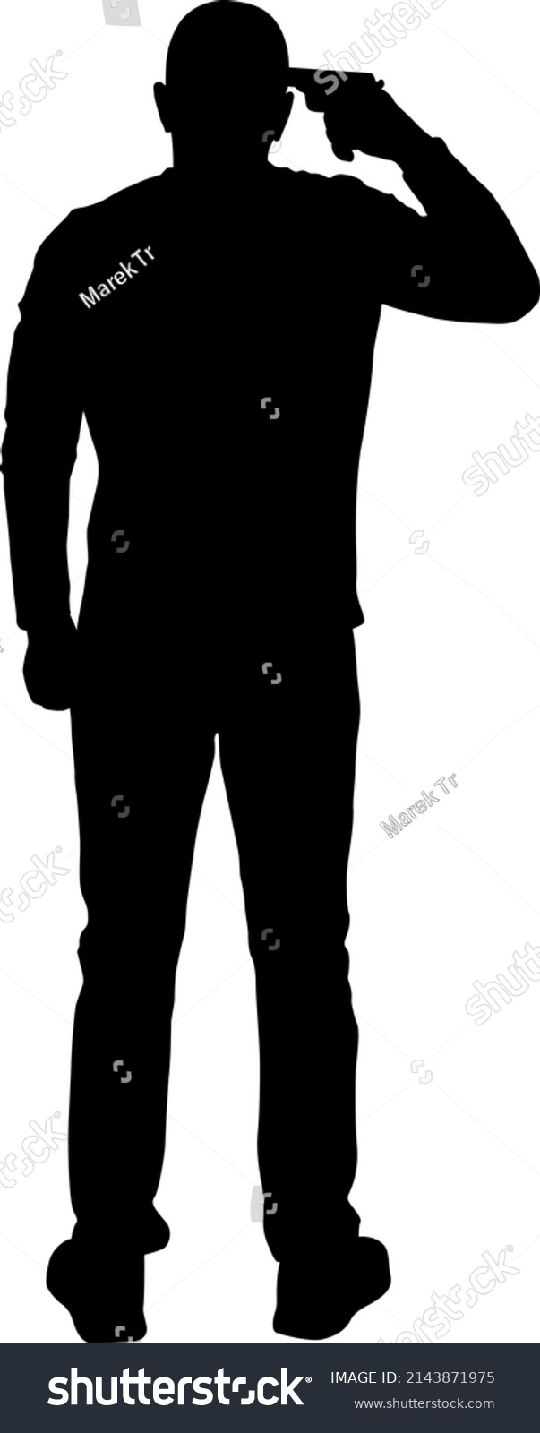 Silhouette Man Commits Suicide Pistol Stock Vector (royalty Free 