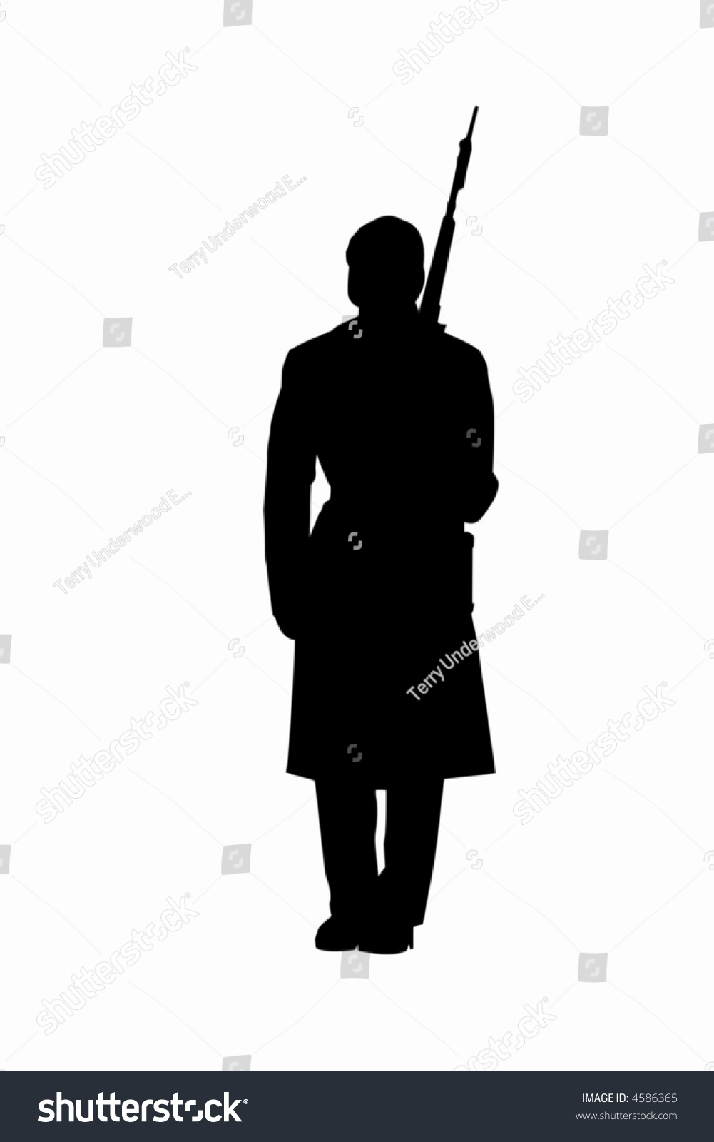 Silhouette Military Guard Standing Attention Stock Vector 4586365 ...