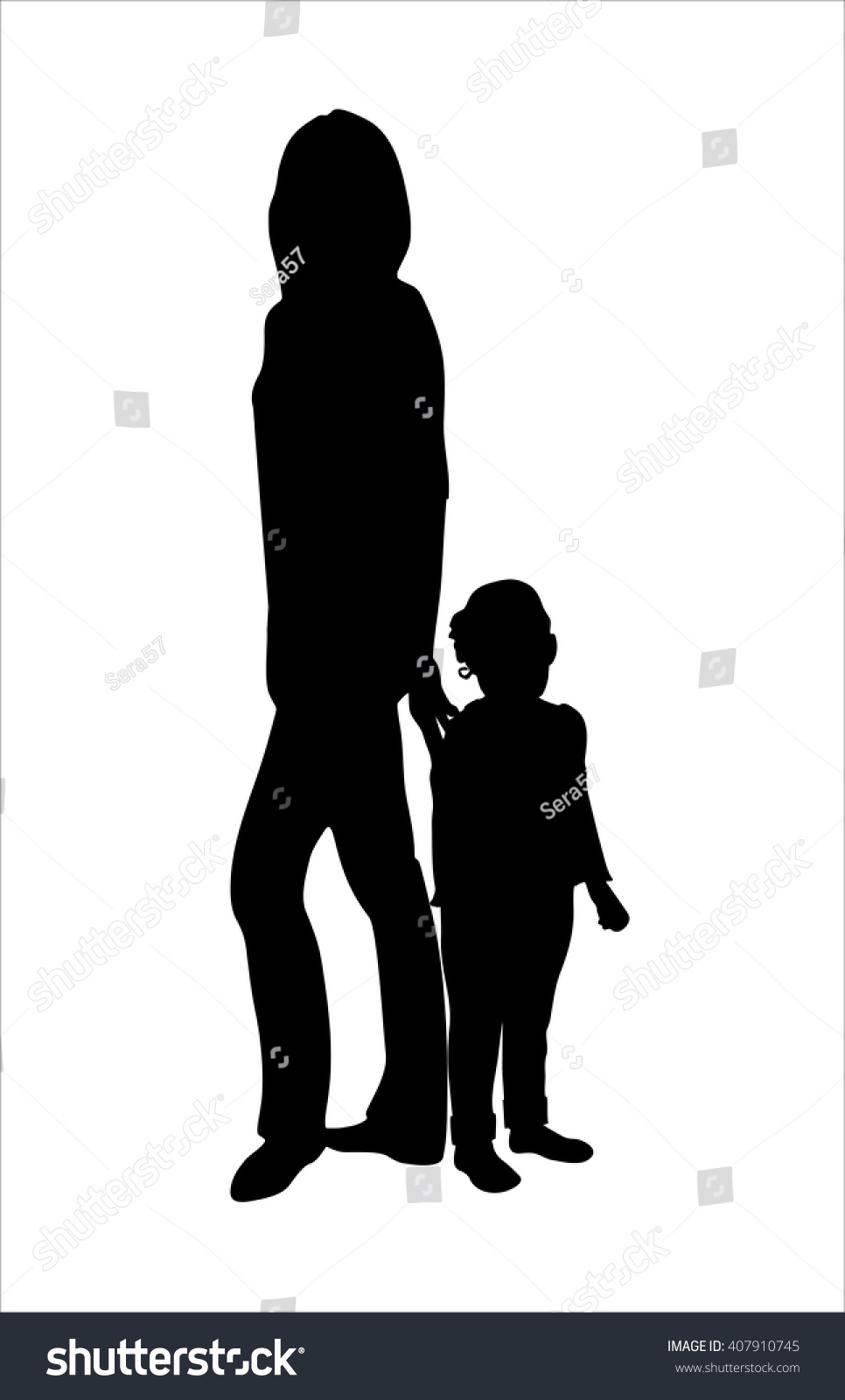 Silhouette Mother Daughter Stock Vector 407910745 ...