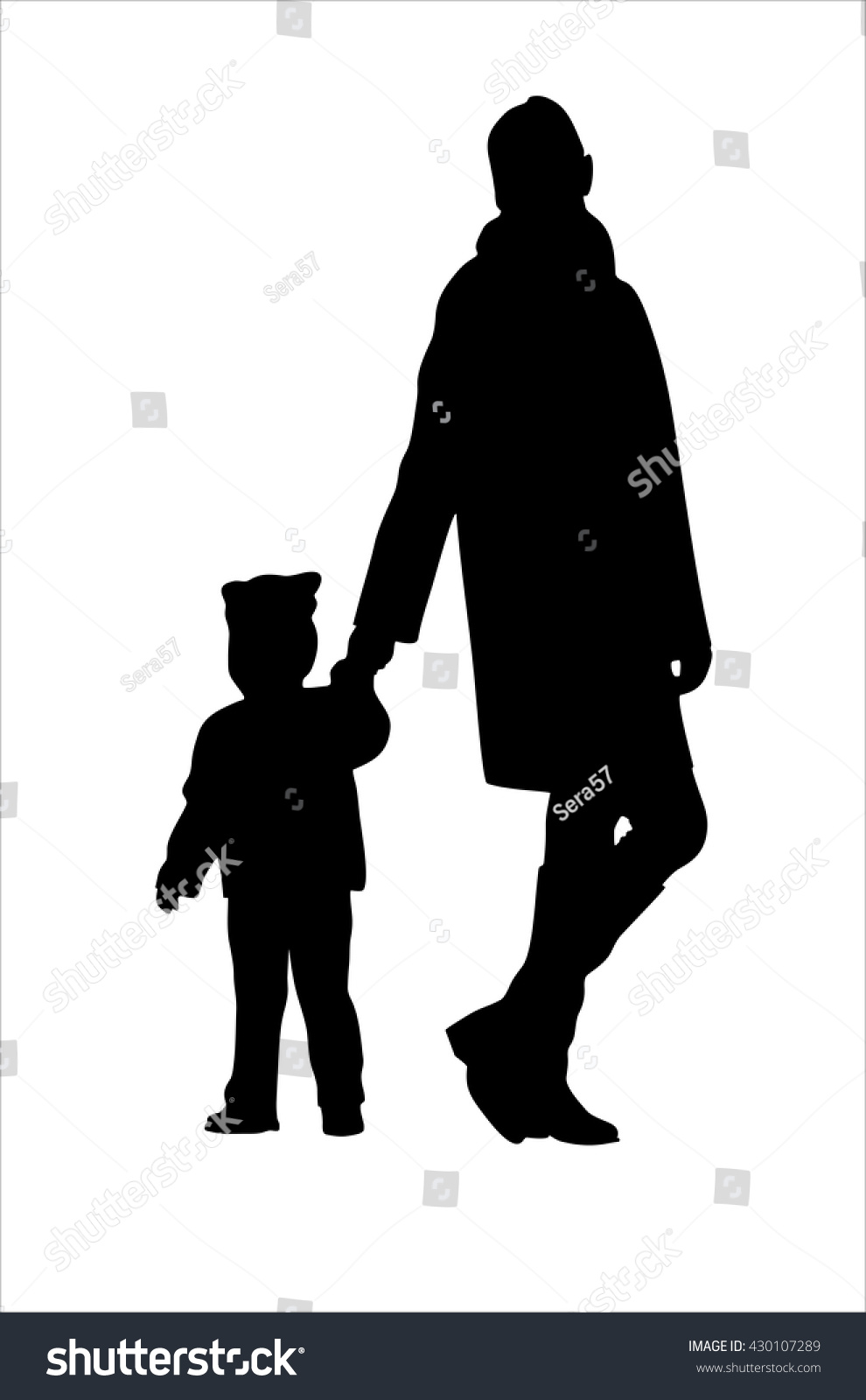 Silhouette Mother Daughter Stock Vector 430107289 ...