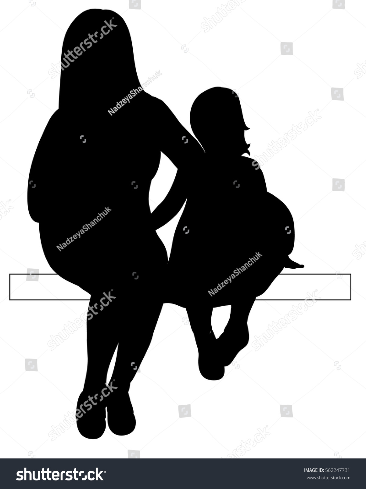 Download Silhouette Mother Daughter Sit Isolated Vector Stock ...