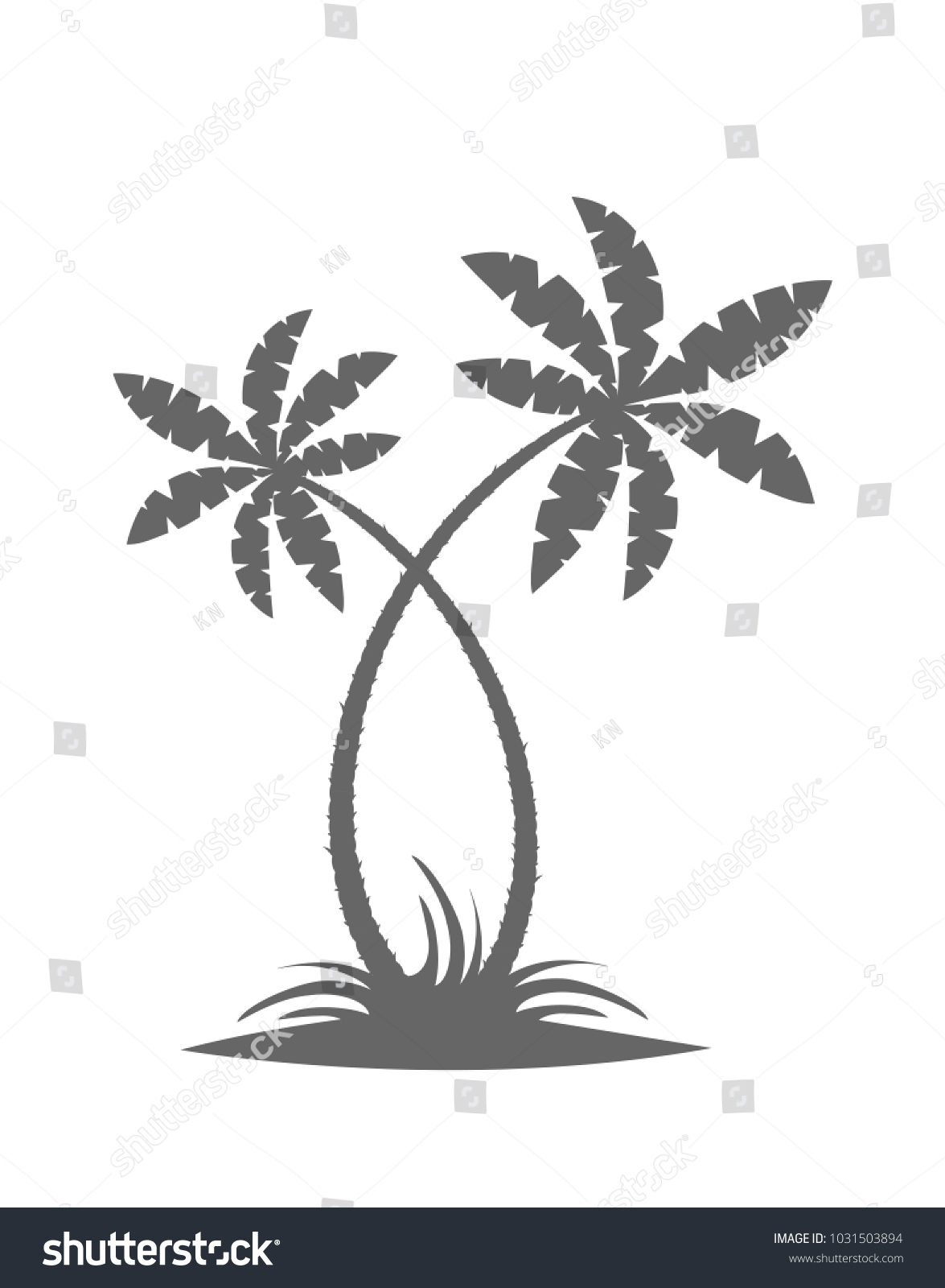 Silhouette Palm Trees On Island Vector Stock Vector (Royalty Free ...