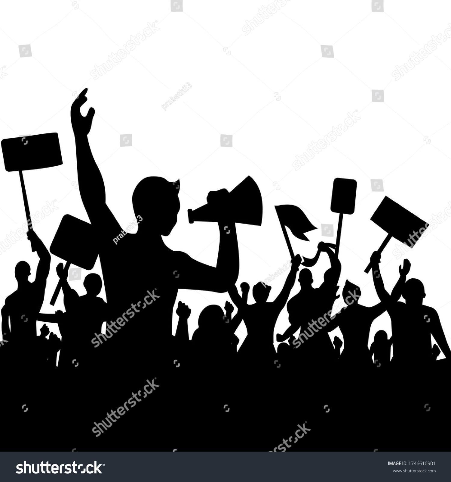 Silhouette People Protesters Crowd Protest Revolution Stock Vector ...