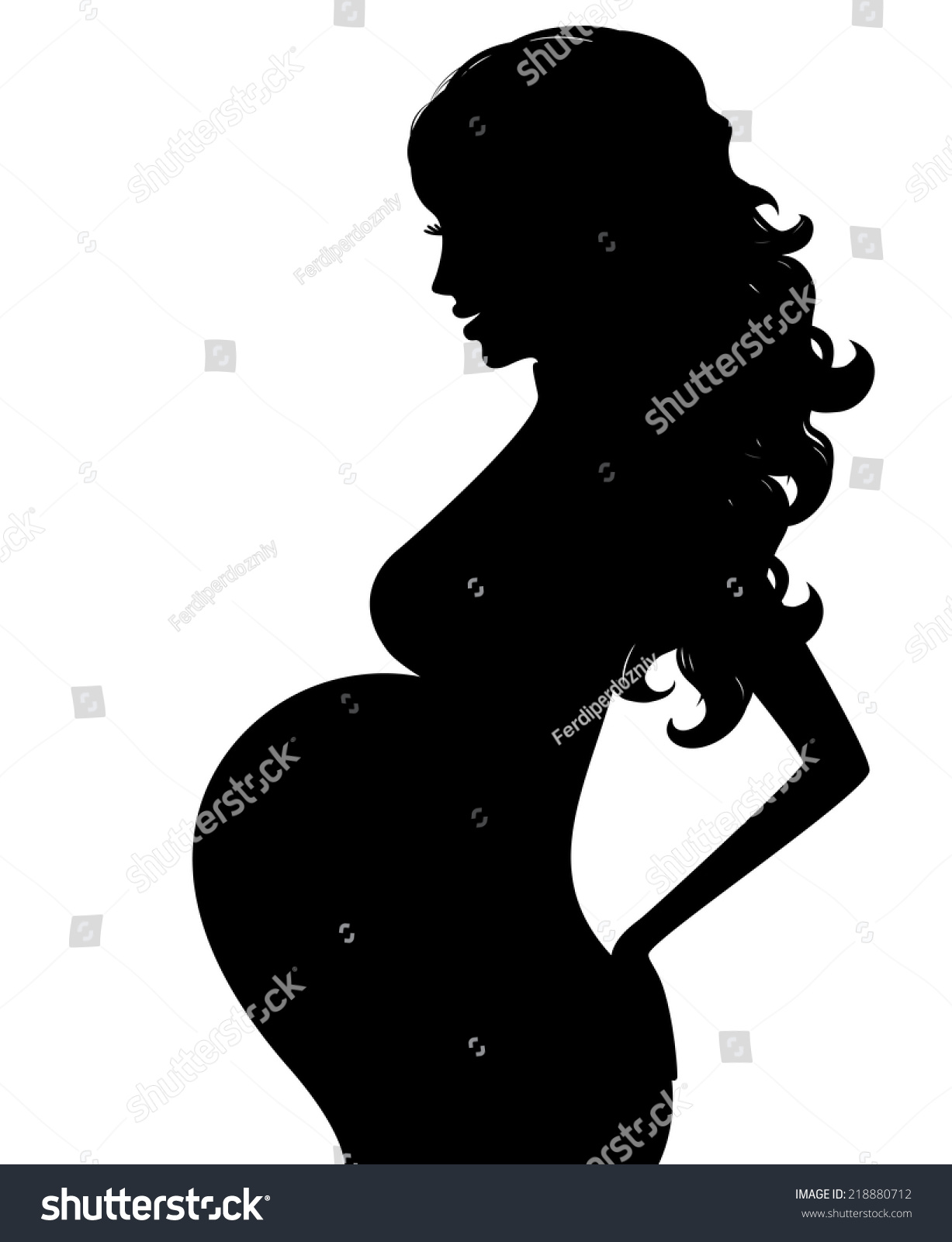 Silhouette Of Pregnant Woman Stock Vector 218880712 : Shutterstock