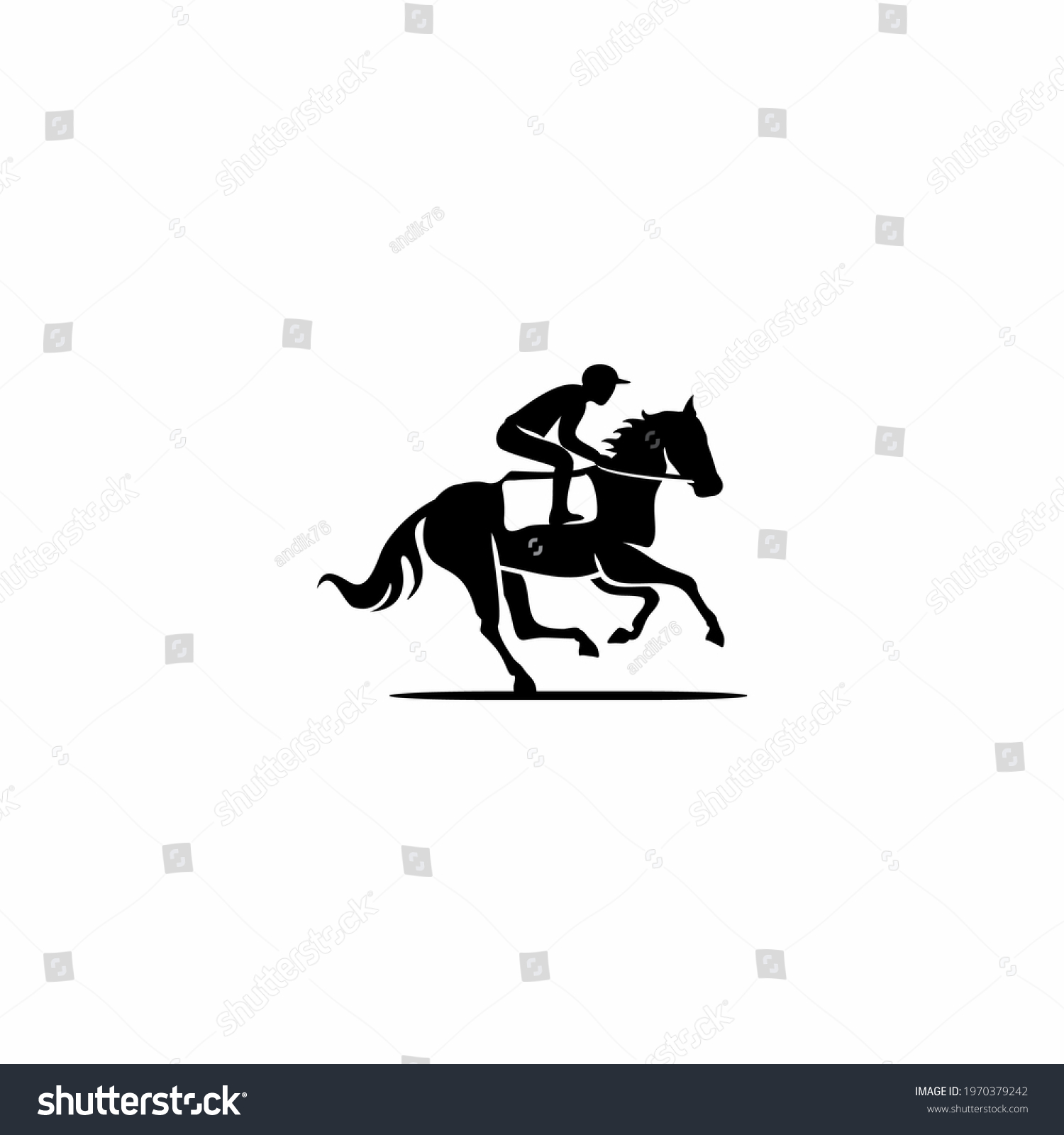 Silhouette Racing Horse Jockey Logo Design Stock Vector (Royalty Free ...