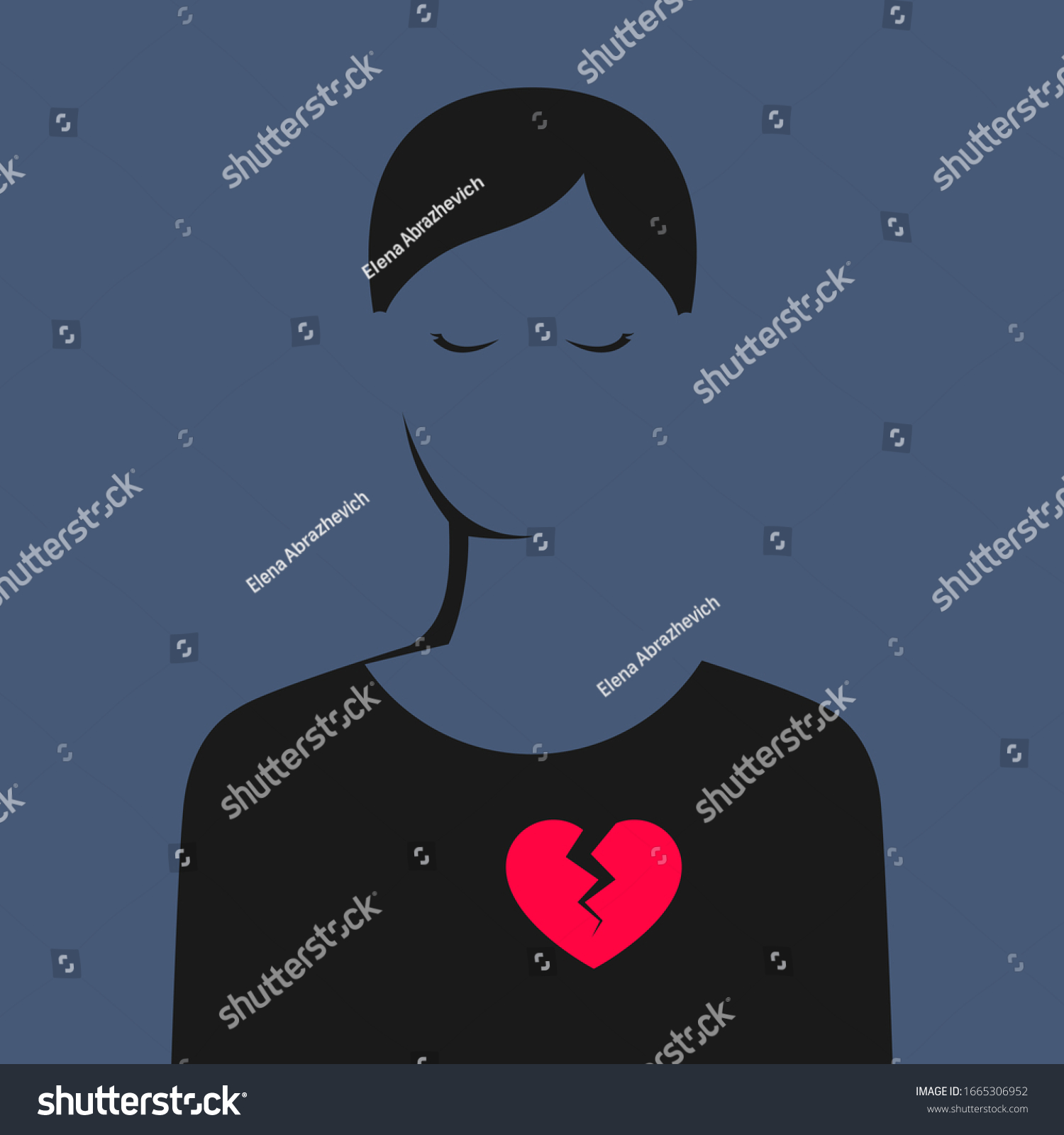 Silhouette Sad Woman Closed Eyes Bright Stock Vector Royalty Free Shutterstock