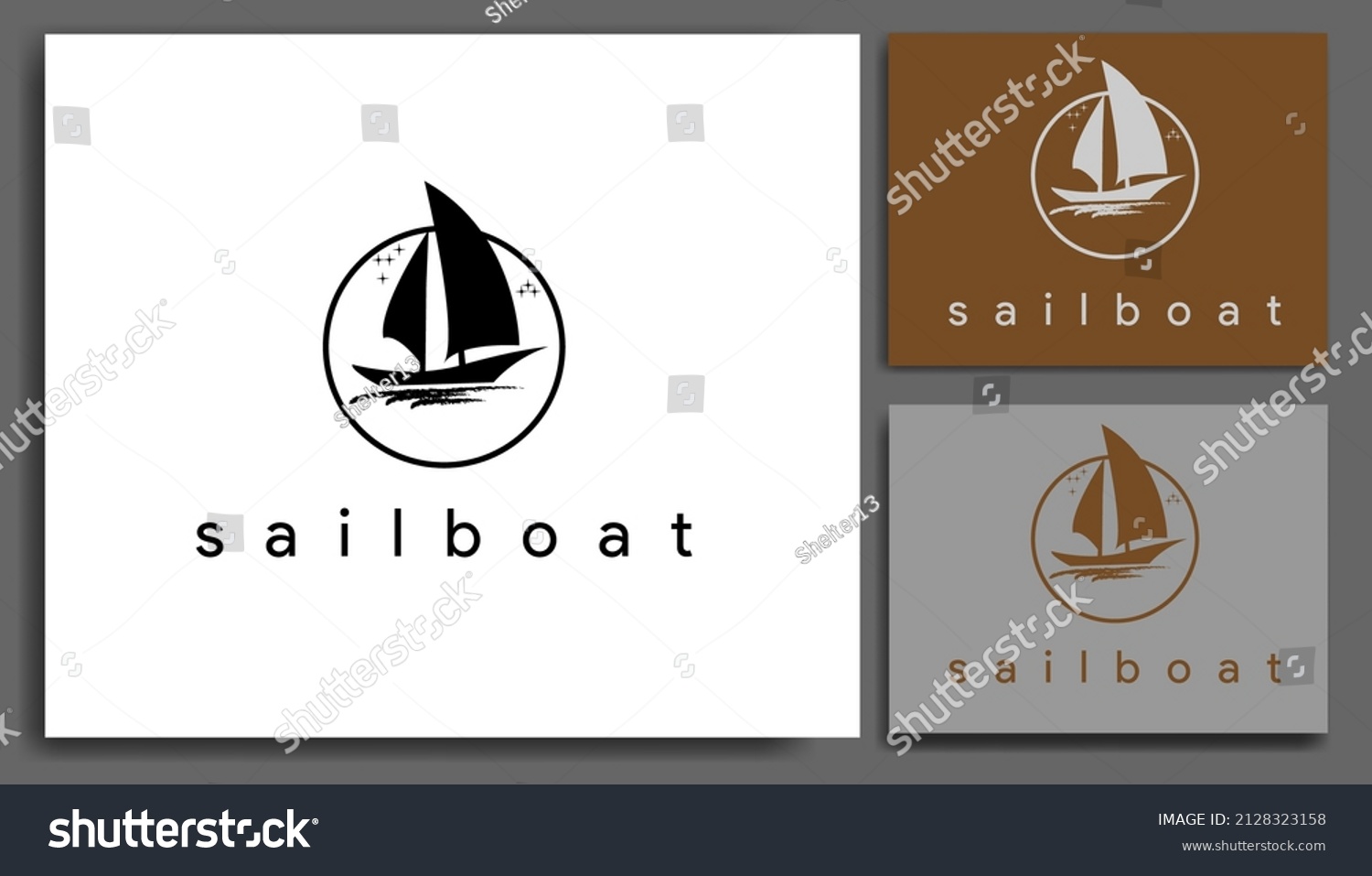 Silhouette Sail Boat Dhow Ship Logo Stock Vector (Royalty Free) 2128323158