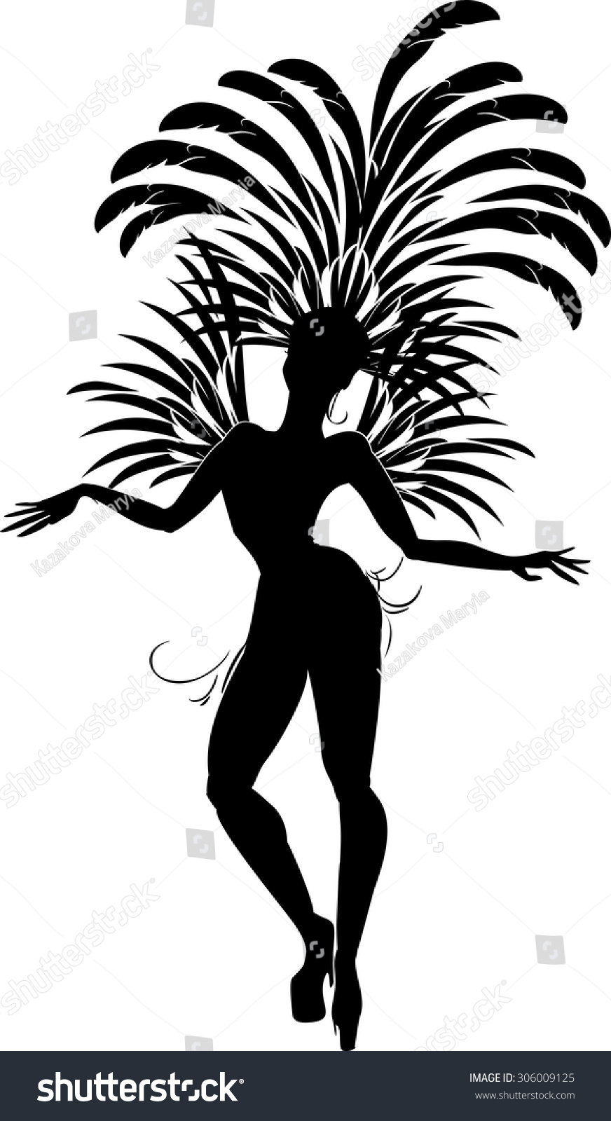 Silhouette Samba Dancer Stock Vector 306009125 - Shutterstock