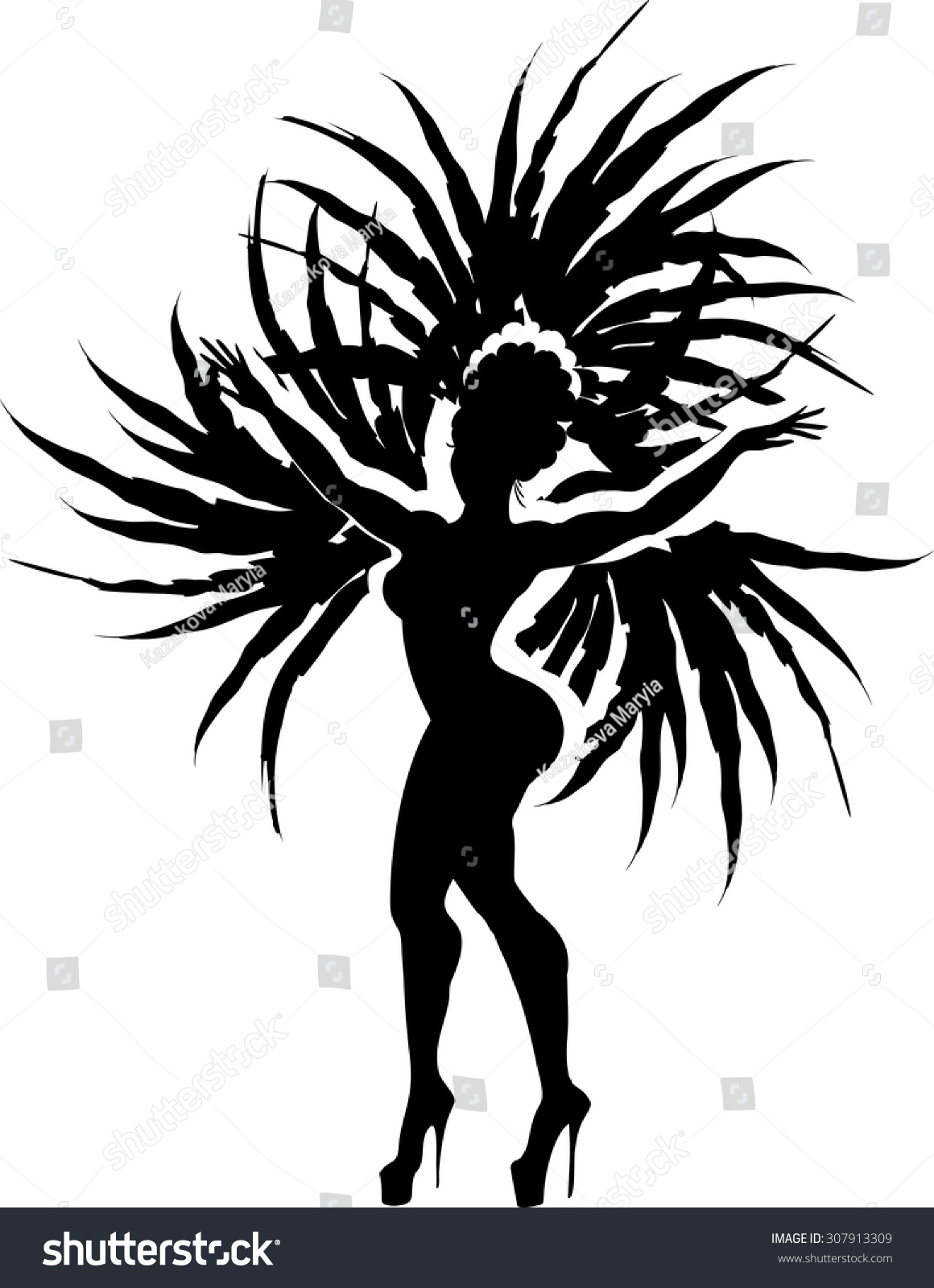 Silhouette Samba Dancer Stock Vector (Royalty Free) 307913309 ...