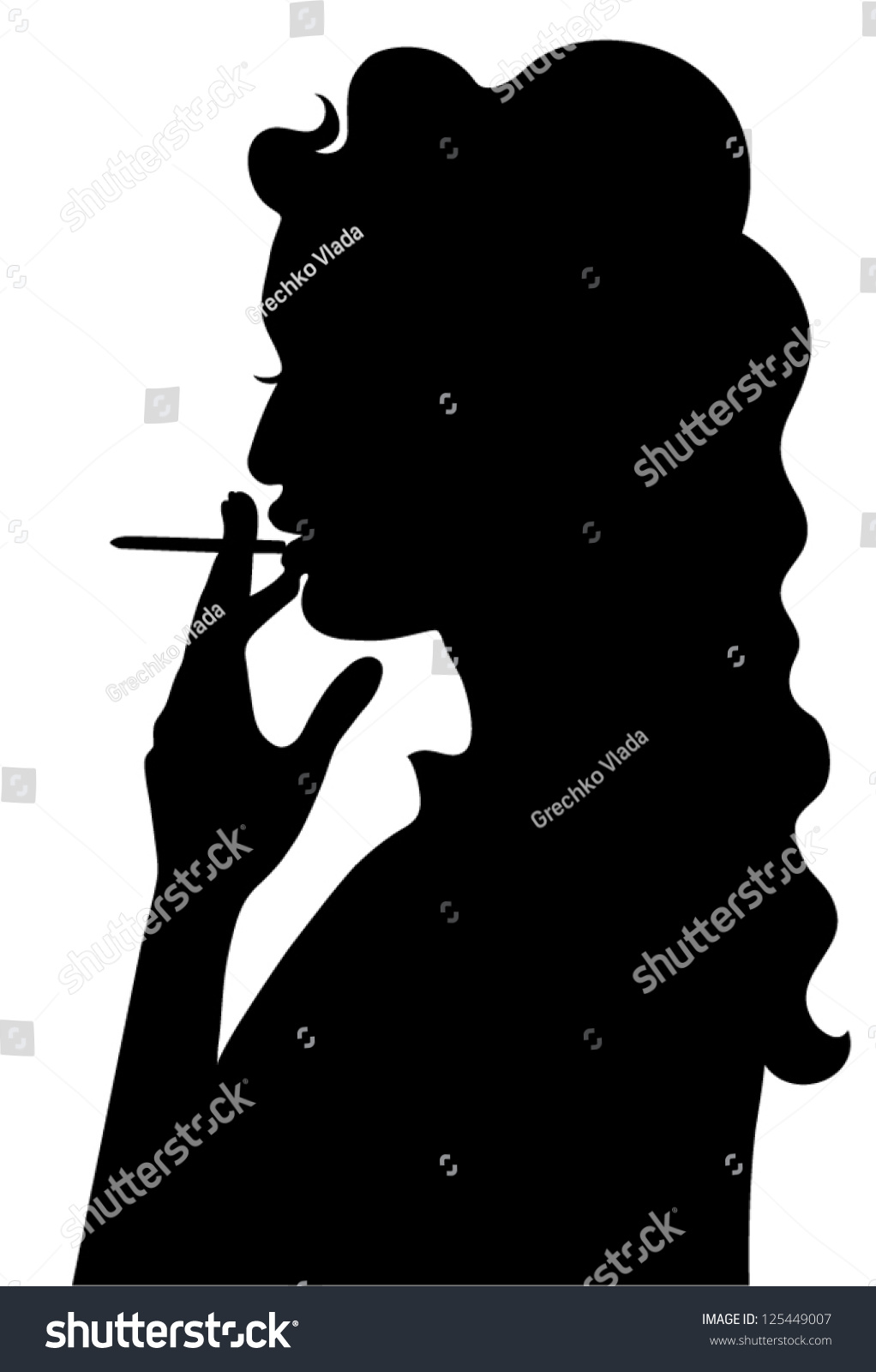 Silhouette Of Smoking Girl Stock Vector Illustration 125449007 ...