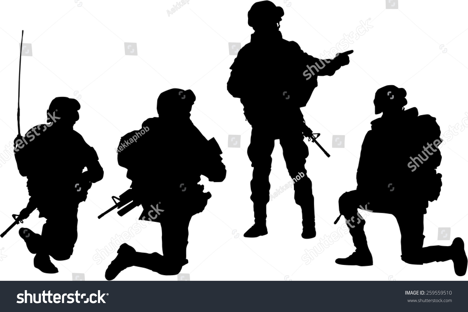 Silhouette Soldier Mission Planning Rifle Vector Stock Vector 259559510 ...