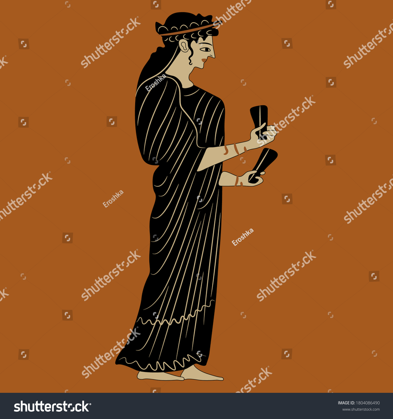 Vektor Stok Silhouette Standing Ancient Greek Woman Long Tanpa Royalti 1804086490 Shutterstock 4604