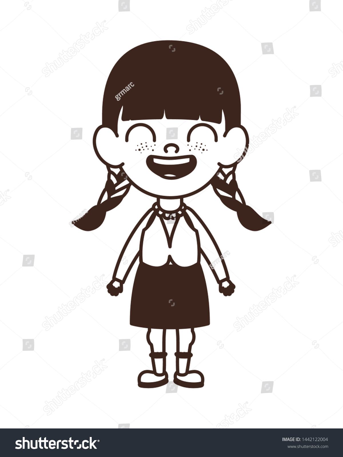 Silhouette Student Girl Standing On White Stock Vector (Royalty Free ...