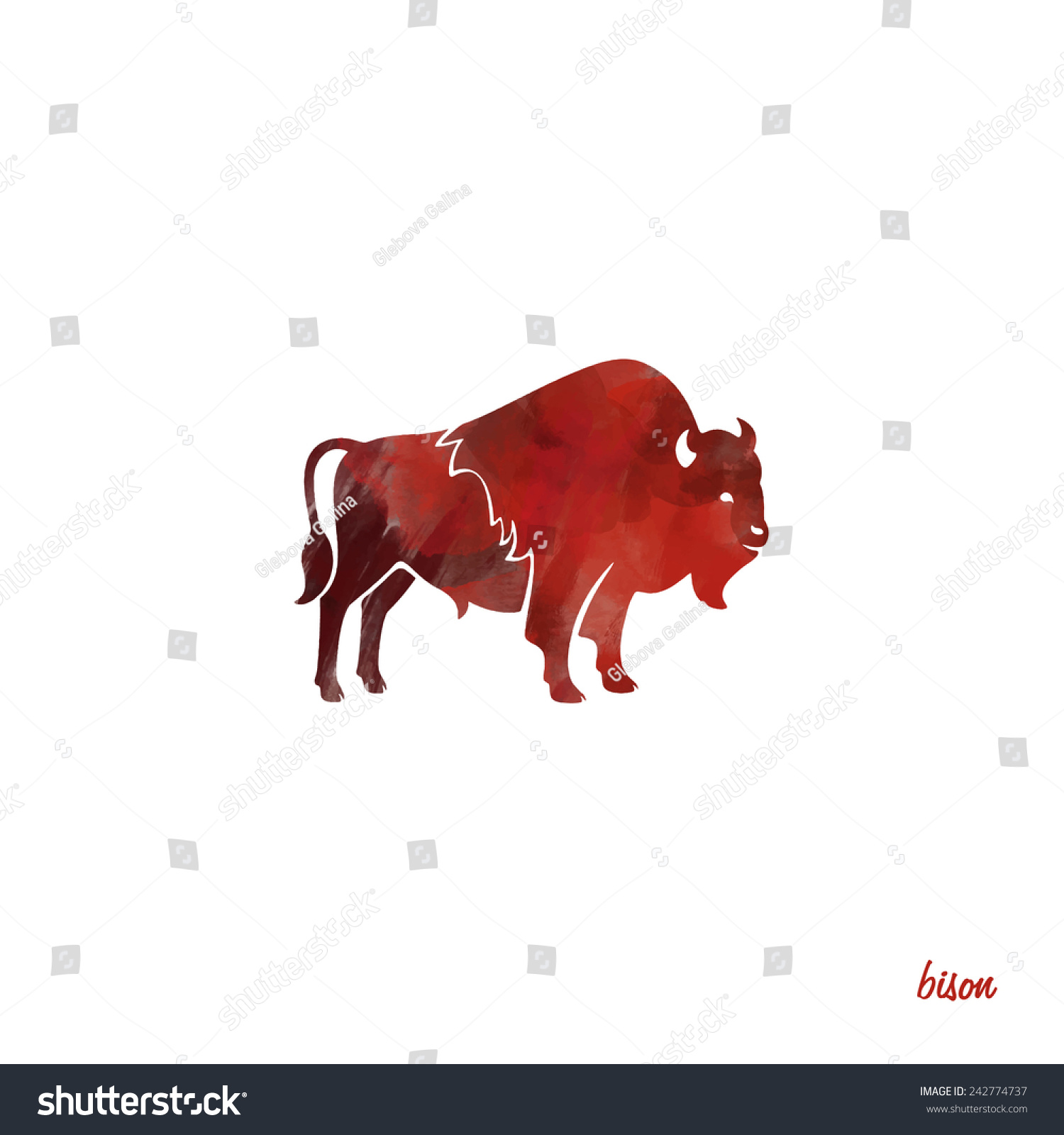 Silhouette Buffalo Stock Vector Royalty Free 242774737