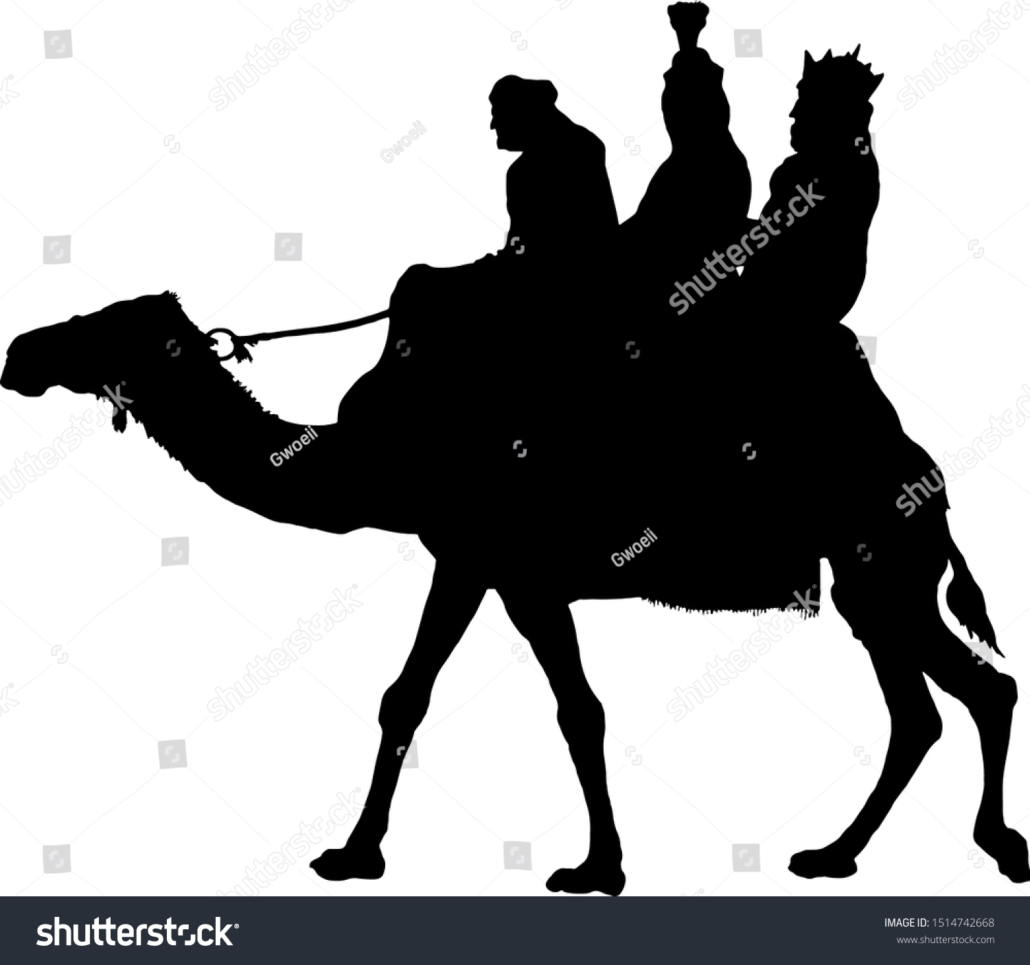 Silhouette Three Kings Riding On Camel Stock Vector Royalty Free 1514742668