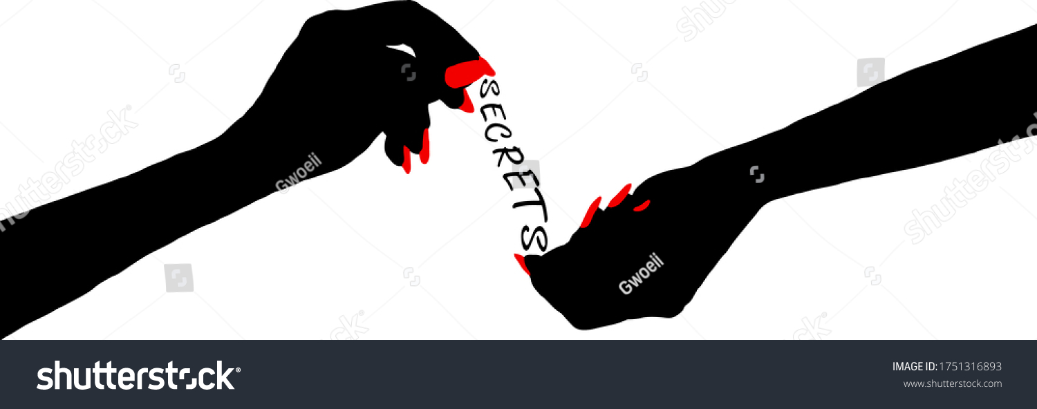 SVG of Silhouette of two female hand exchanging secrets with each other. Vector illustration. svg