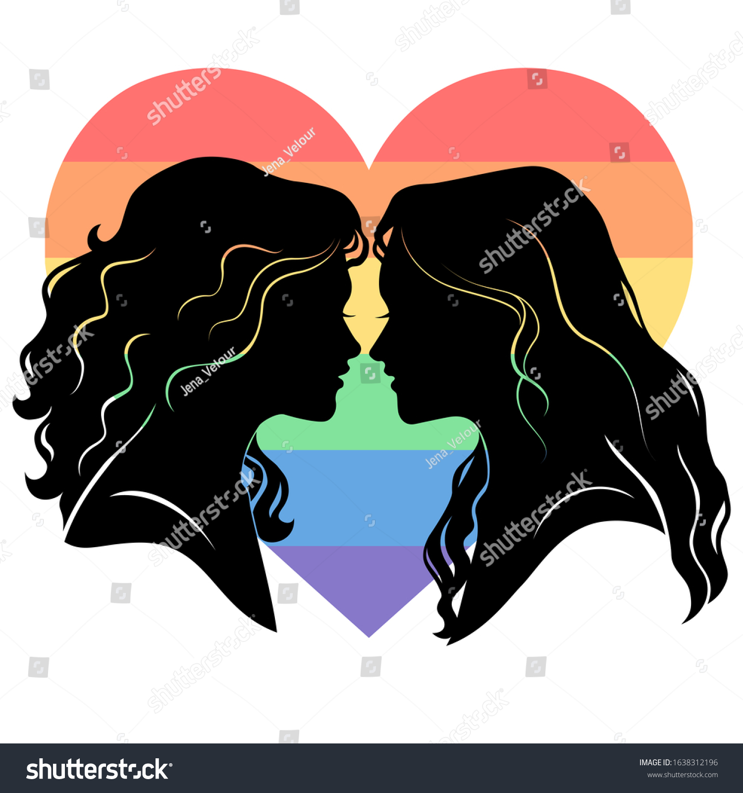 Silhouette Two Young Women Love Lesbian Vector Có Sẵn Miễn Phí Bản Quyền 1638312196