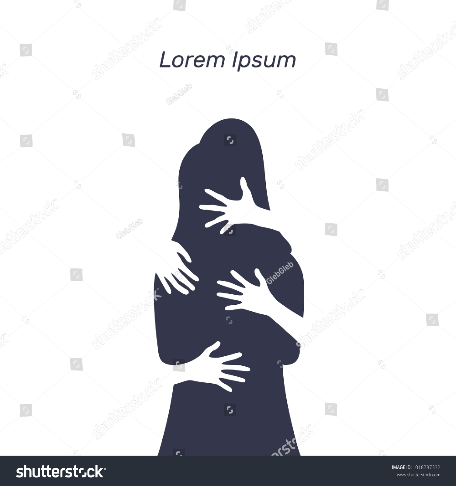 Silhouette Woman Harassment Hands Vector Illustration Stok Vektör Telifsiz 1018787332 7797