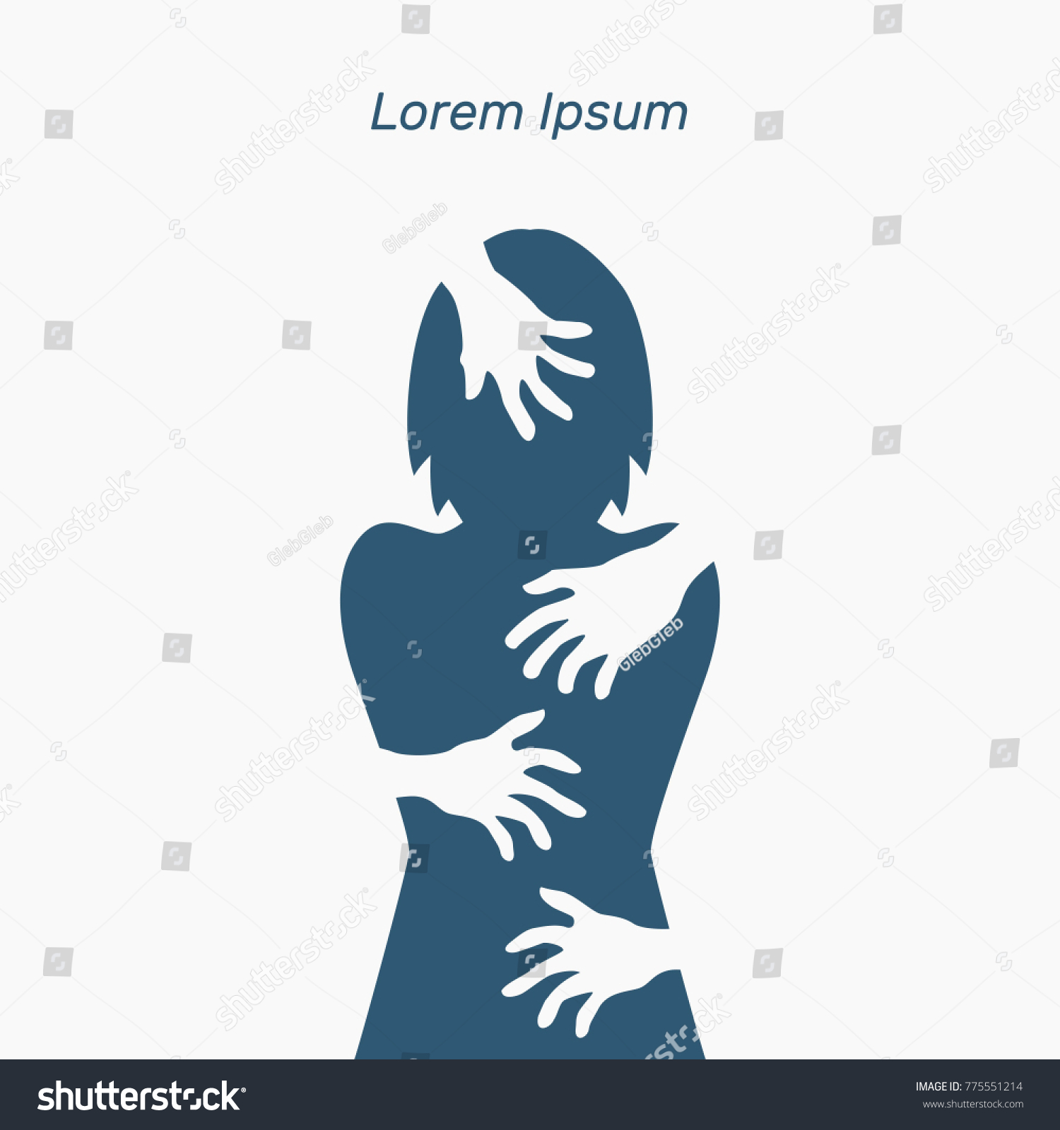 Silhouette Woman Harassment Hands Vector Illustration Stock Vector