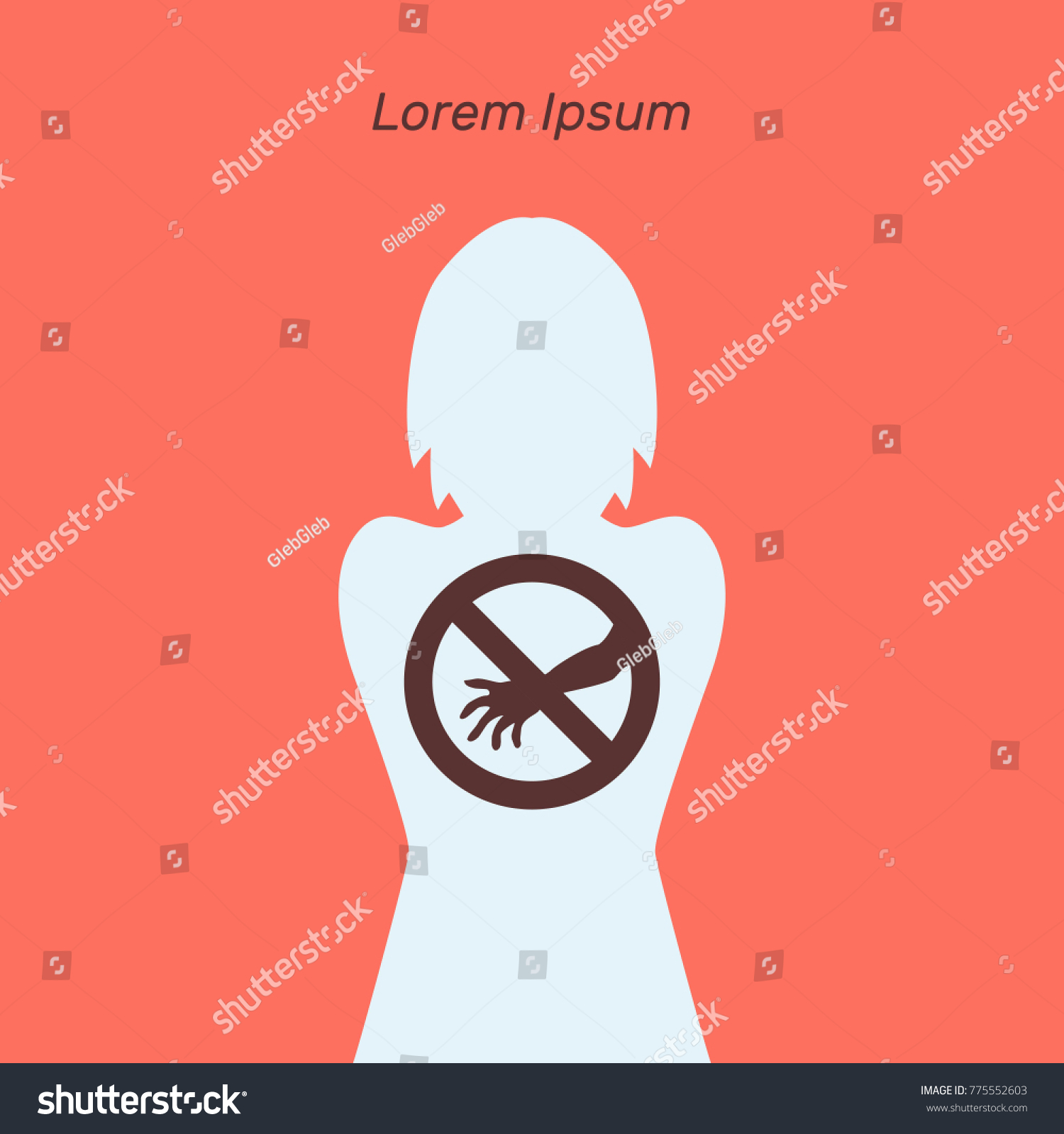 Silhouette Woman Harassment Hands Vector Illustration 스톡 벡터 로열티 프리