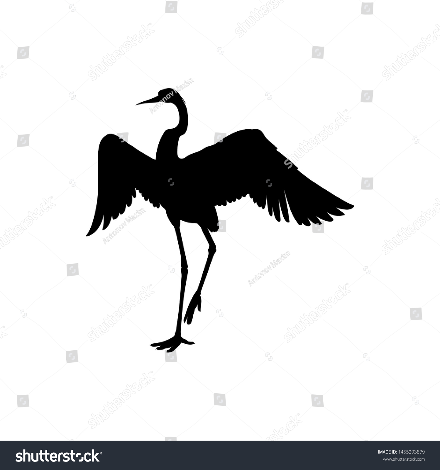 Silhouette Shadow Black Ink Symbol Crane Stock Vector (Royalty Free ...