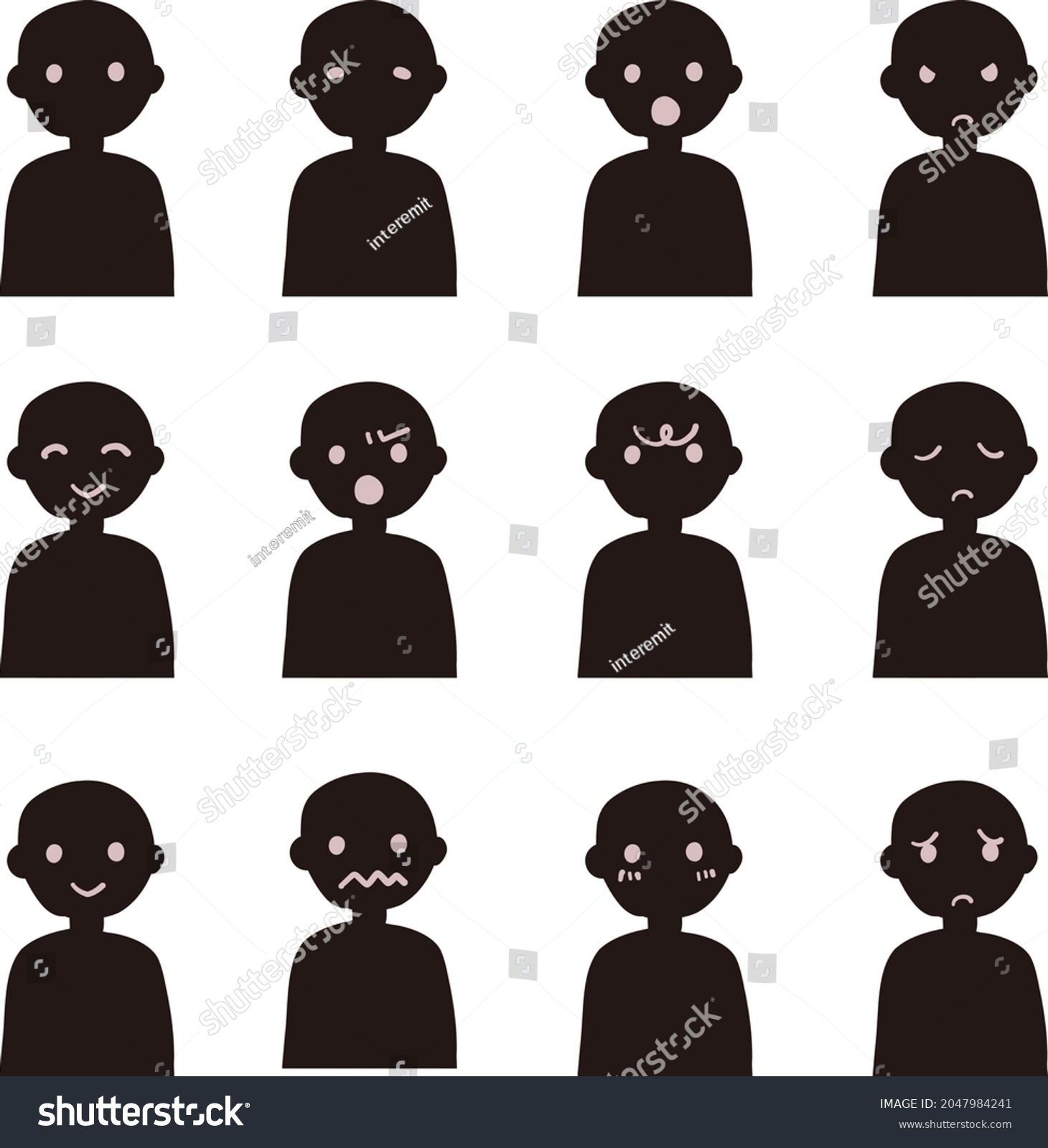 Silhouette Person Emote Vector Icon Set Stock Vector Royalty Free