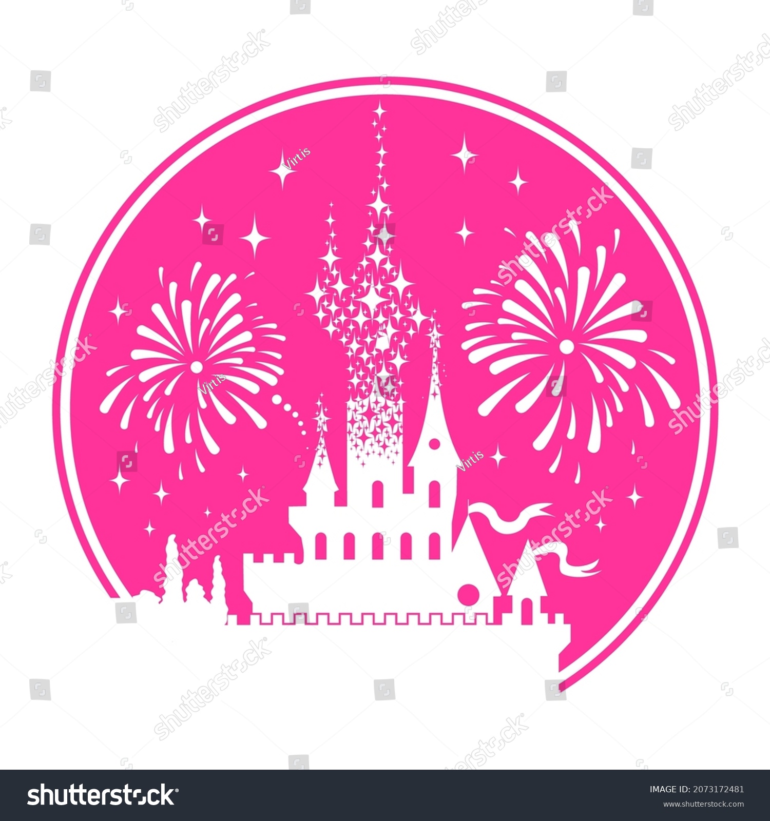 SVG of silhouette pink fairytail castle for princess svg