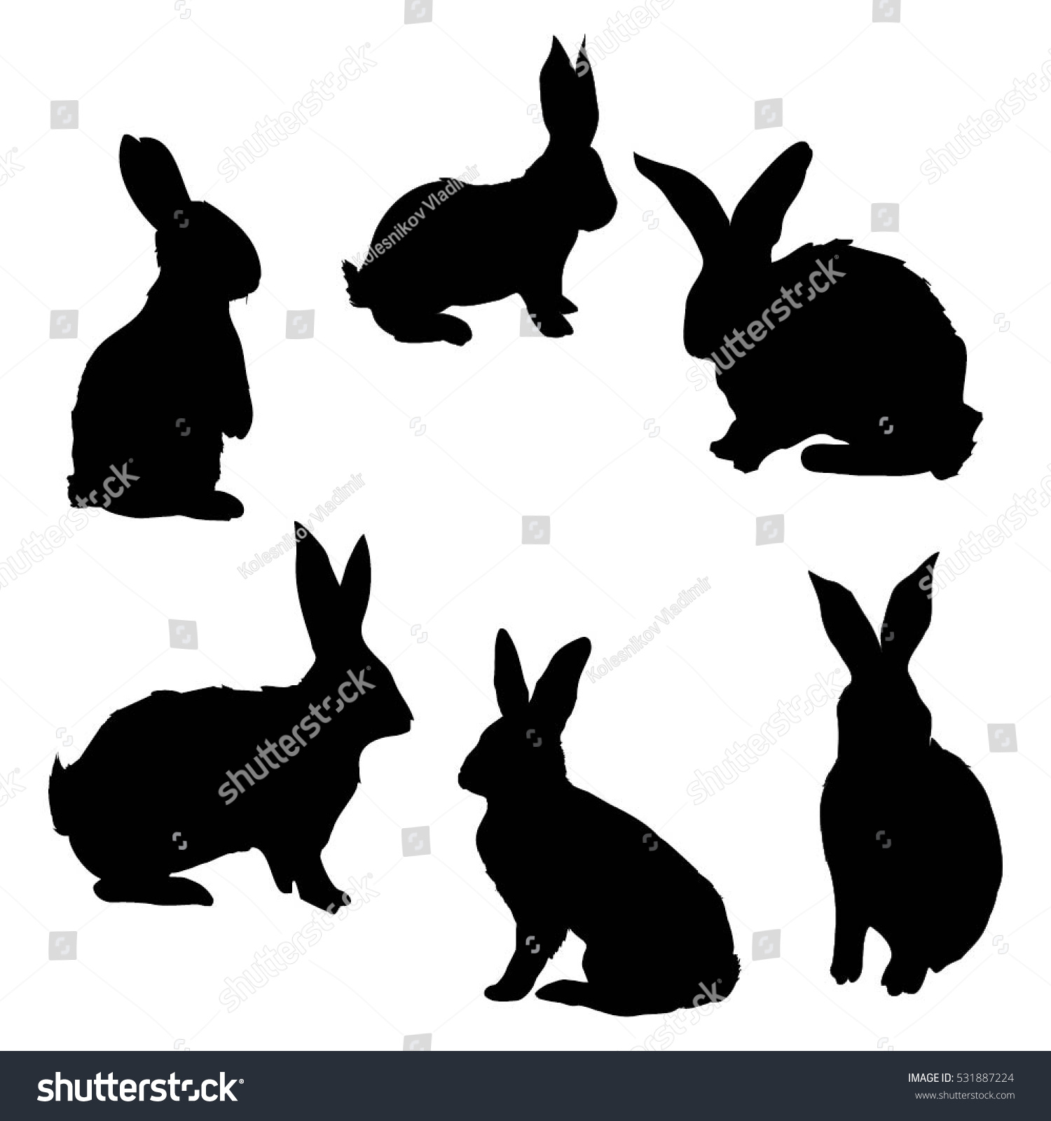 Silhouette Rabbit Vector Illustration Stock Vector 531887224 - Shutterstock