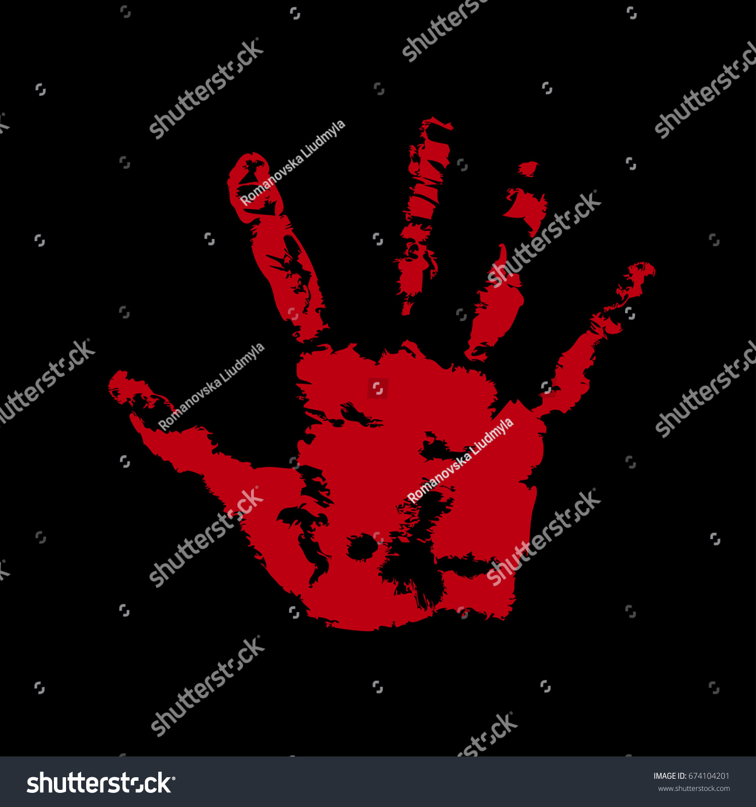 Silhouette Red Hand Palm Print Blood Stock Vector (Royalty Free) 674104201