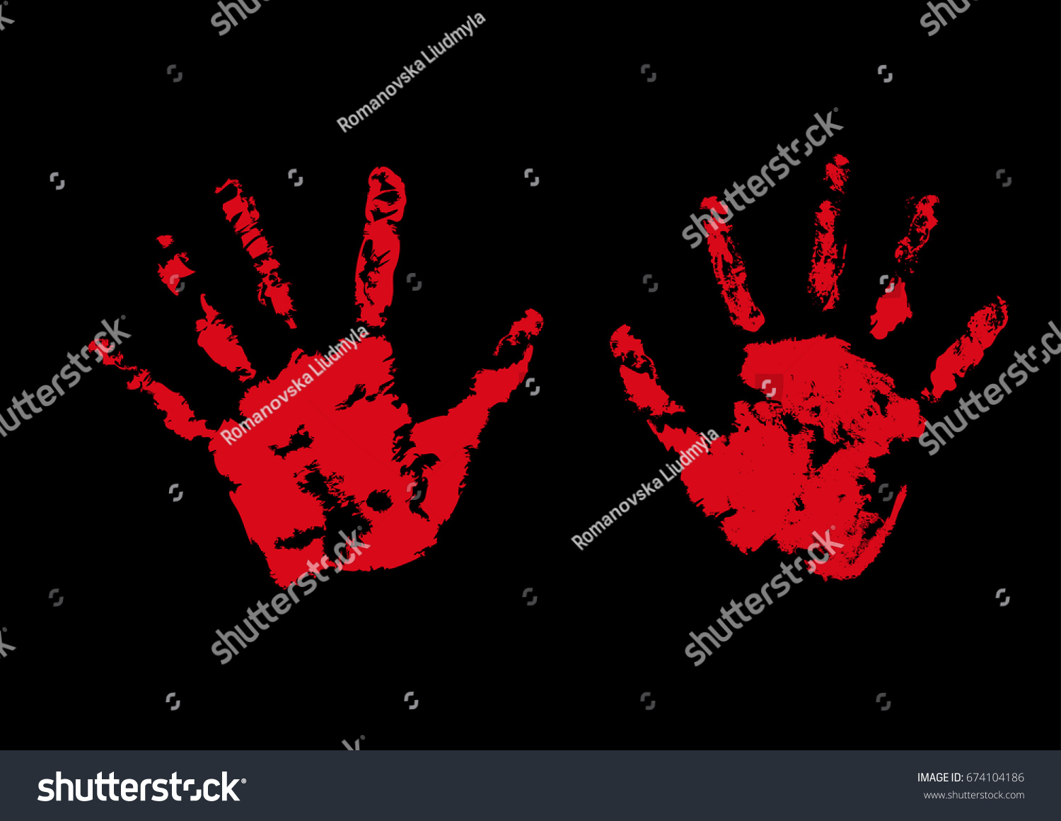 Silhouette Red Hands Palm Print Blood Stock Vector (Royalty Free ...