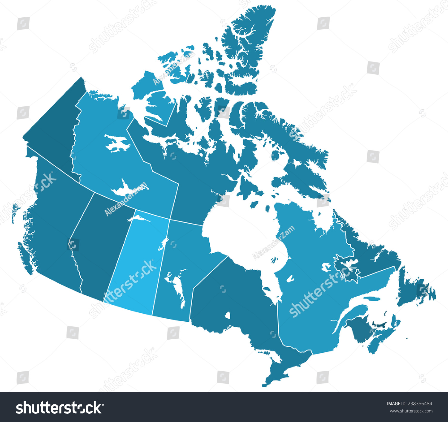 Silhouette Regions Map Canada All Objects Stock Vector (Royalty Free ...