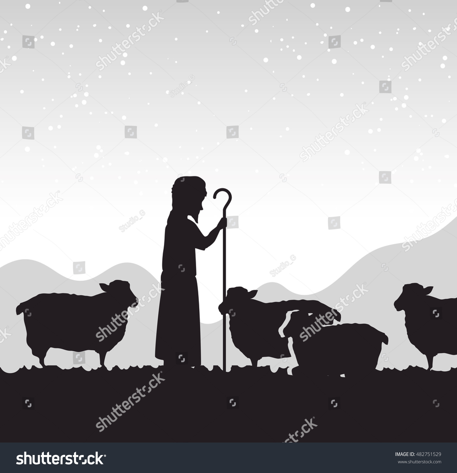 シルエット羊飼いのマンジャー のベクター画像素材 ロイヤリティフリー