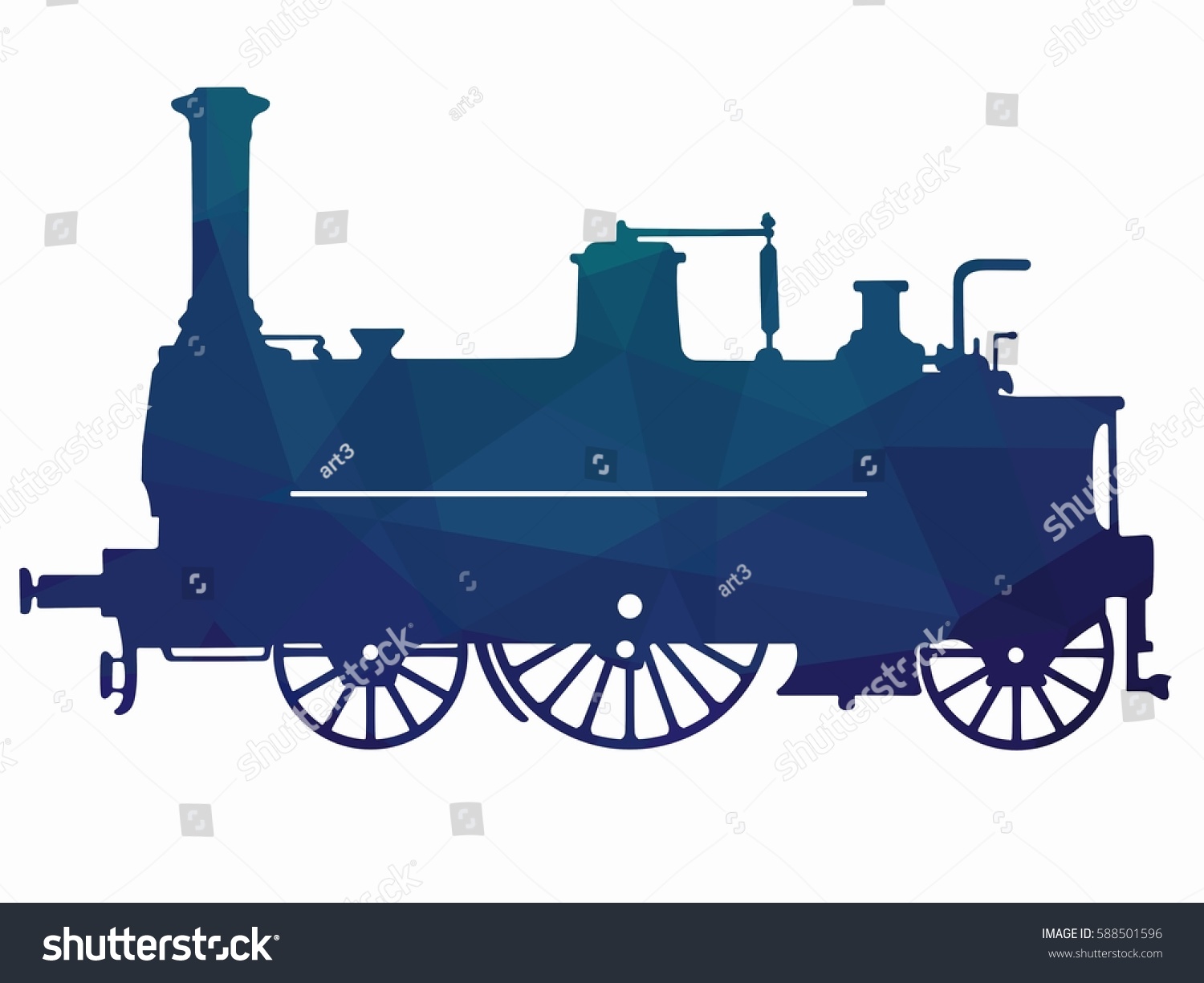 Silhouette Steam Locomotive Creative Triangular Drawing Arkivvektor