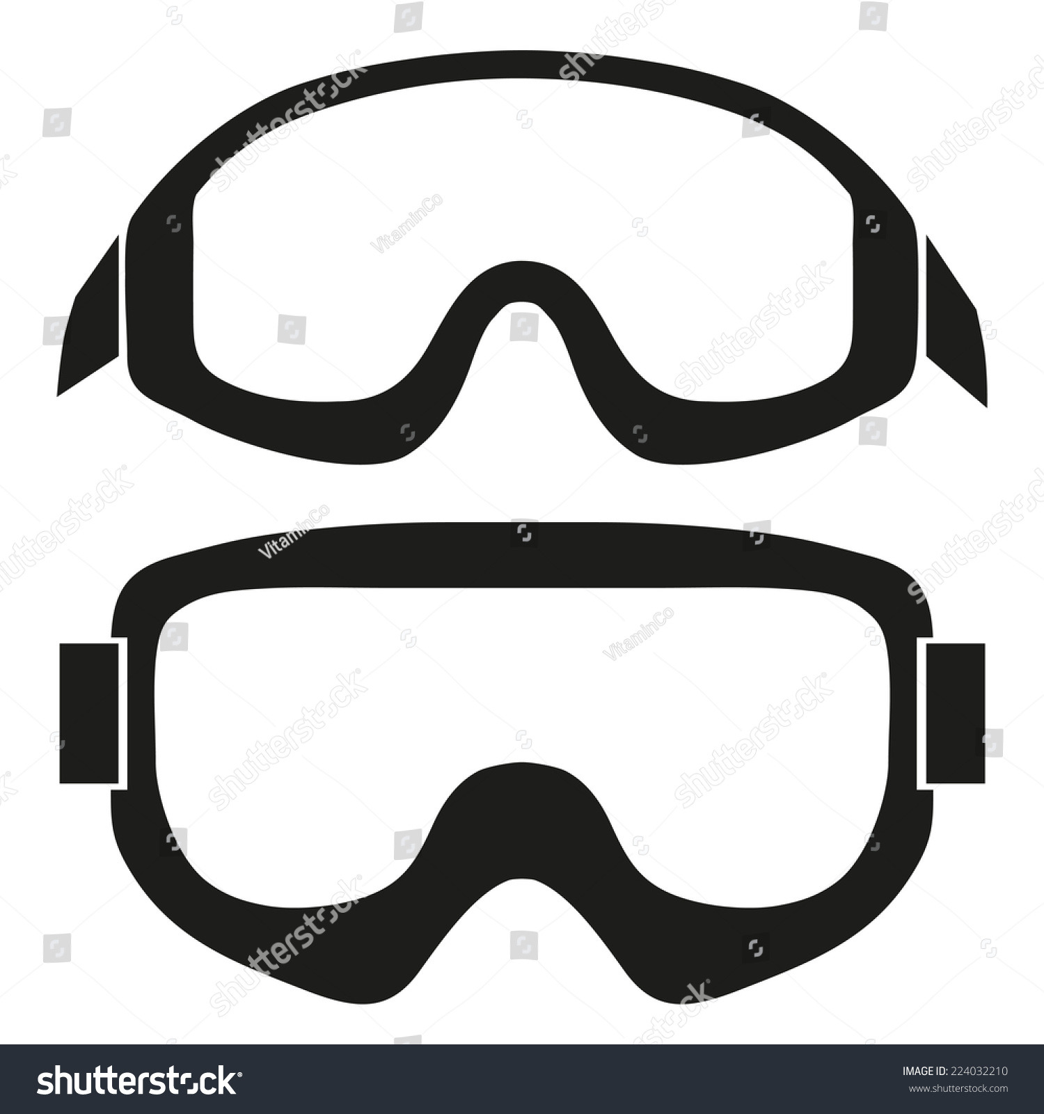 Silhouette Symbol Classic Snowboard Ski Goggles Stock Vector 224032210 ...