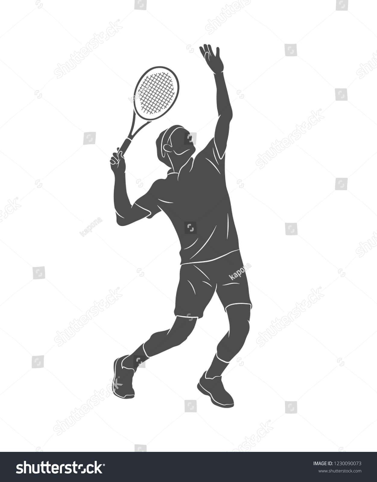 Silhouette Tennis Player Racket On White Stock Vector (Royalty Free ...