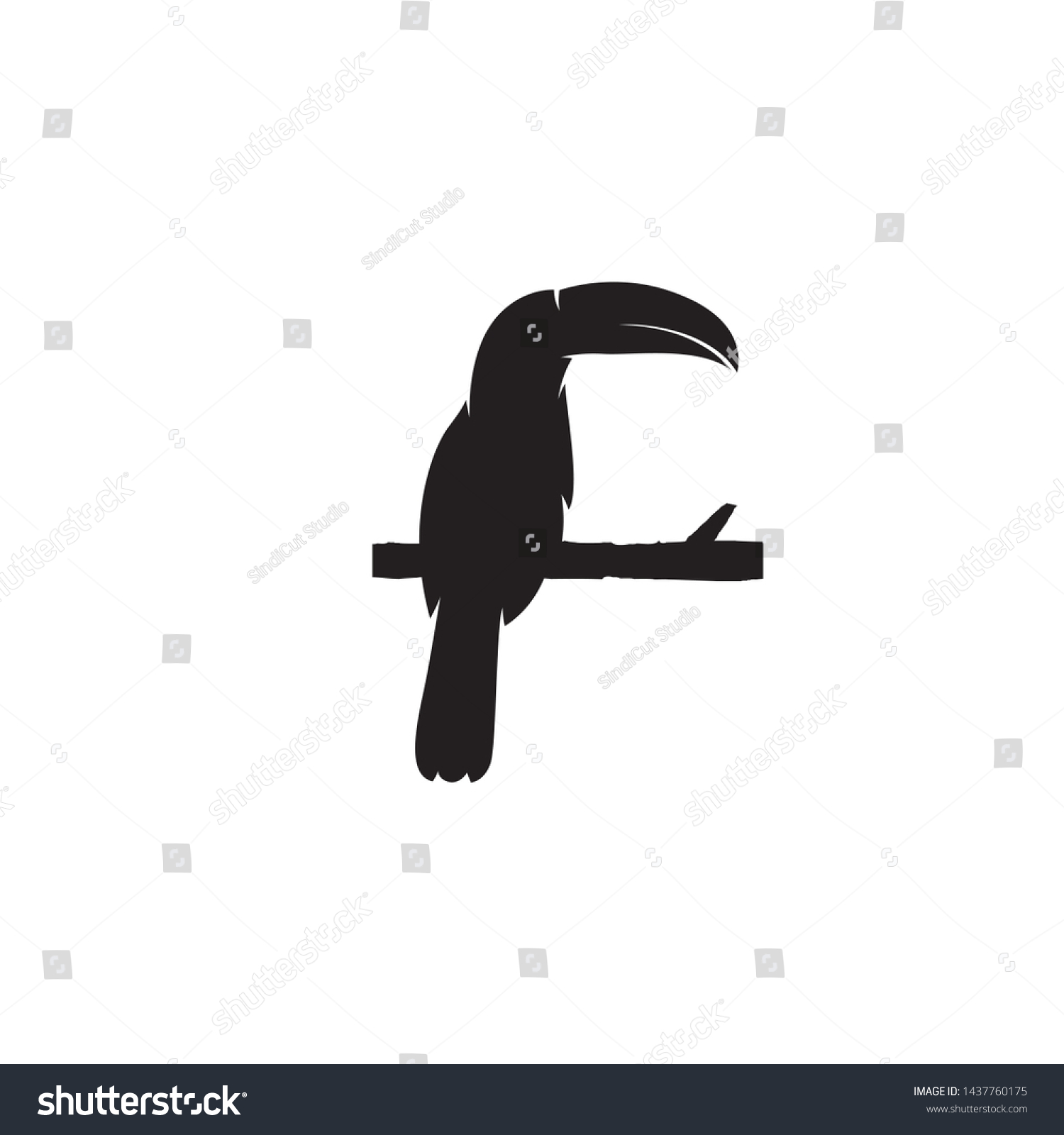 recommend clip art: Silhouette Toucan stand on the branch vector illustration. Toucan logo