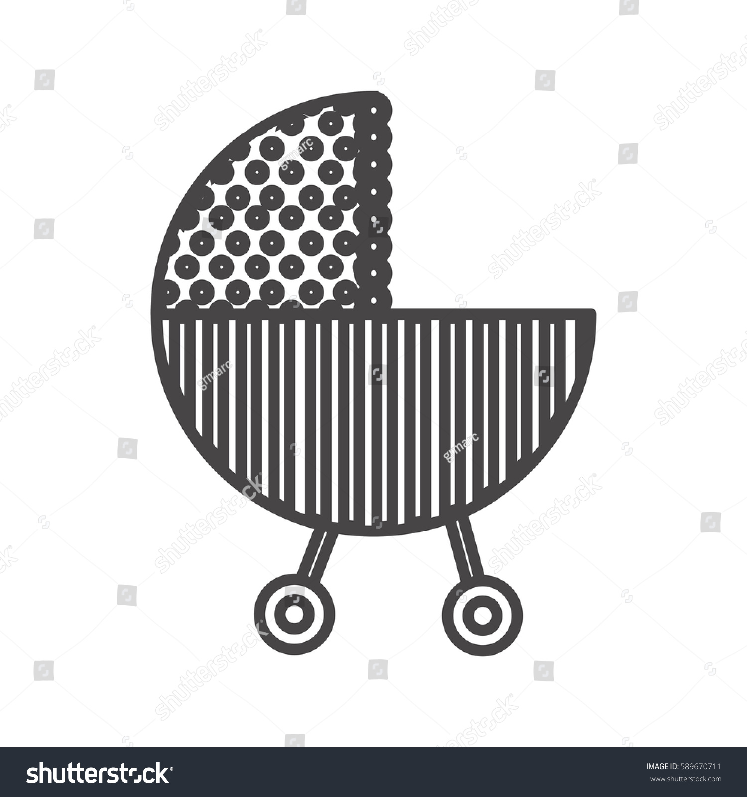 Silhouette Traditional Baby Carriage Dotted Soft Stock Vector (Royalty ...