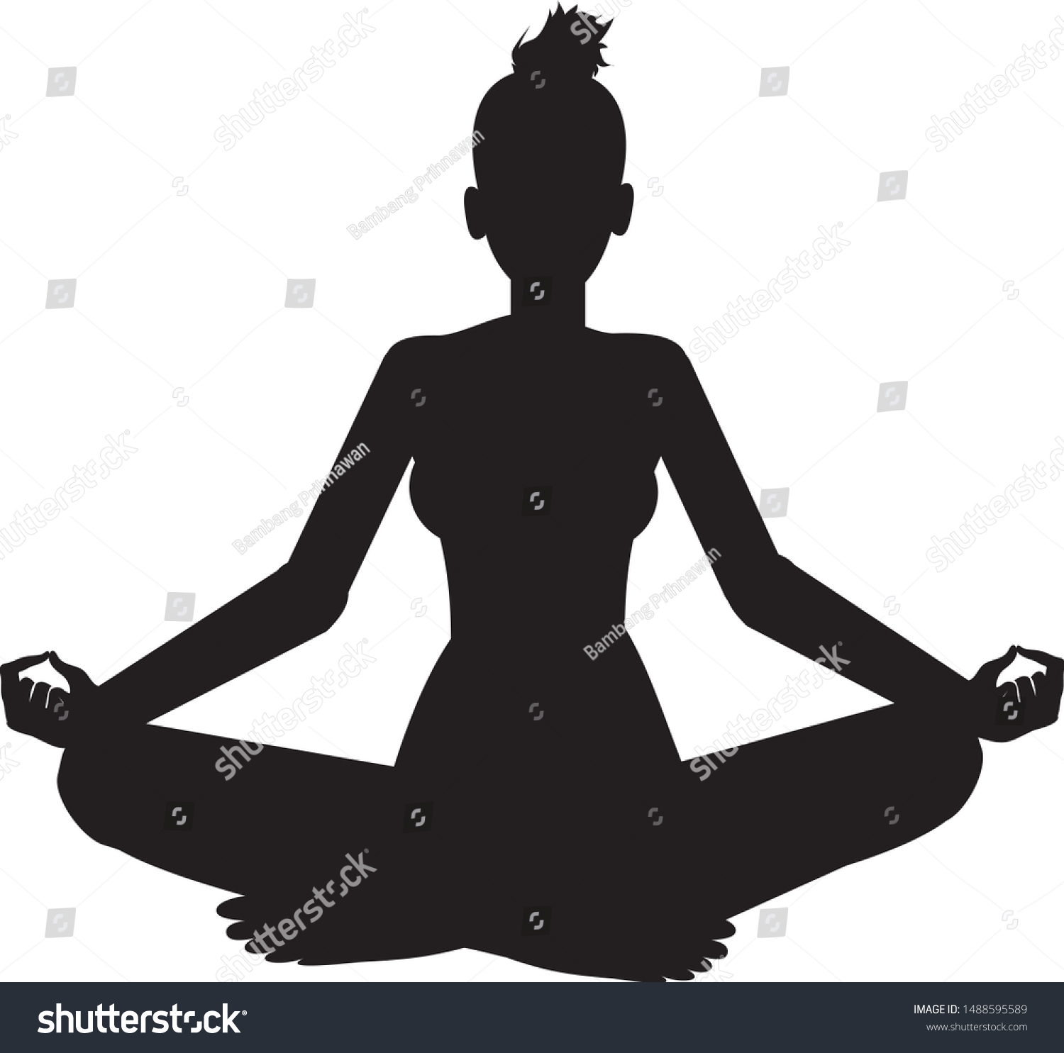 Silhouette Vector Illustration Woman Lotus Pose Stock Vector (Royalty ...