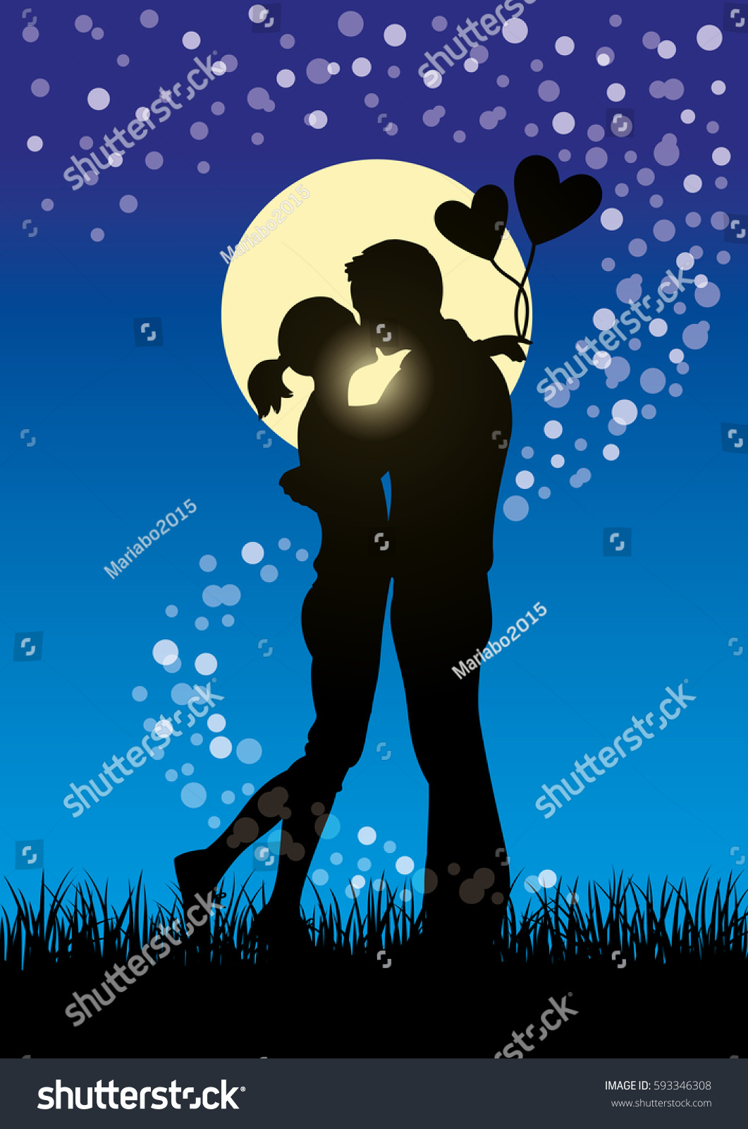 Silhouette Vector Illustration Romantic Lovers Kissing Vector Có Sẵn Miễn Phí Bản Quyền 3298